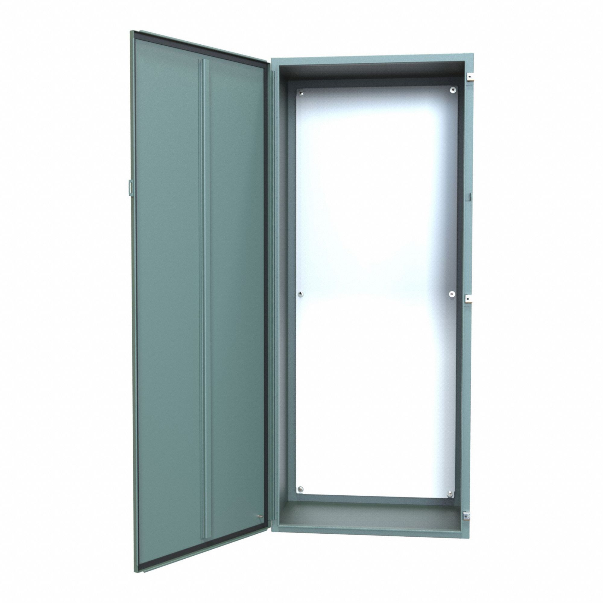 Electrical Enclosure: Steel, 72 in x 30 in x 20 in, NEMA 12/13, w/Panel, Solid Cover, Hinged