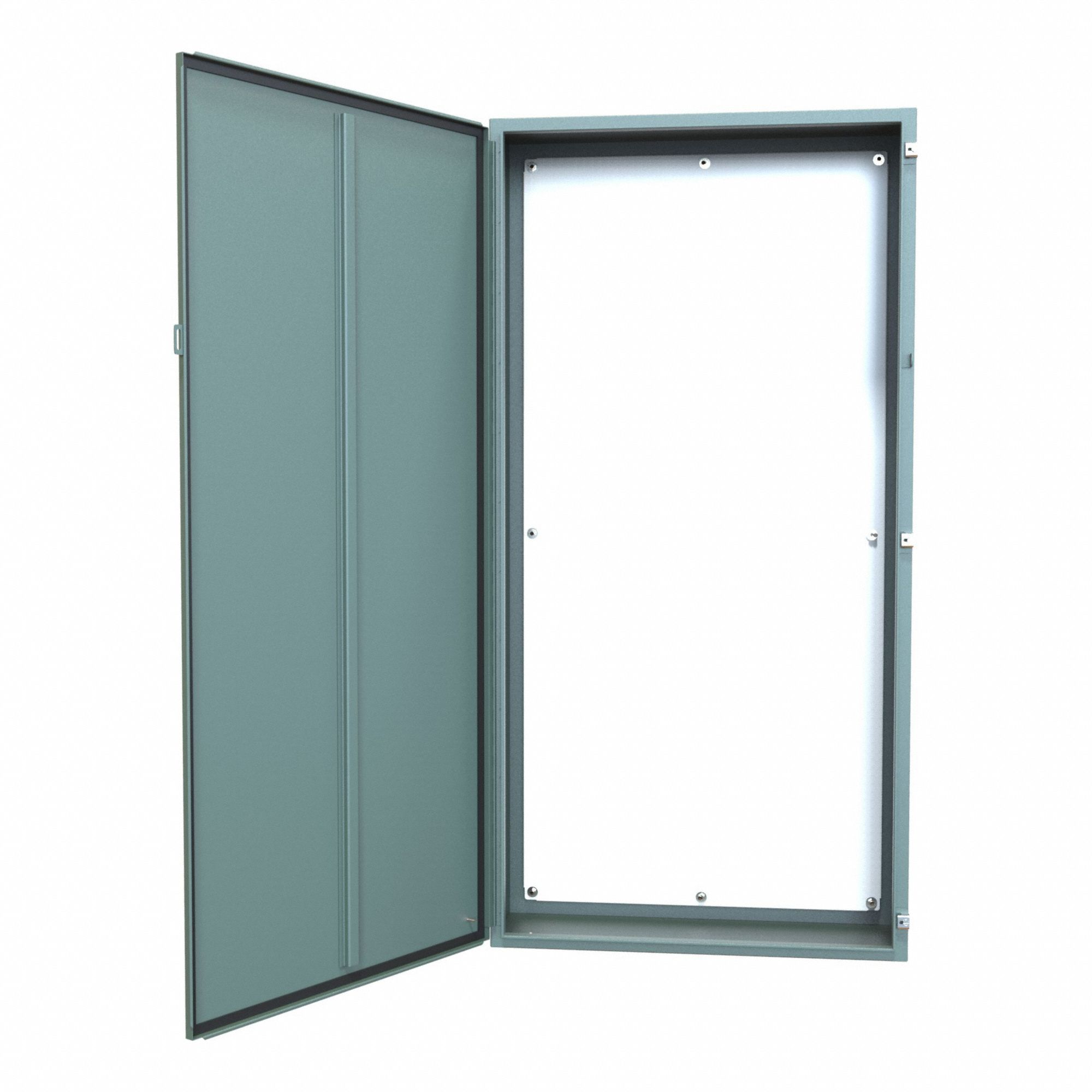 Electrical Enclosure: Steel, 72 in x 36 in x 12 in, NEMA 12/13, w/Panel, Solid Cover, Hinged