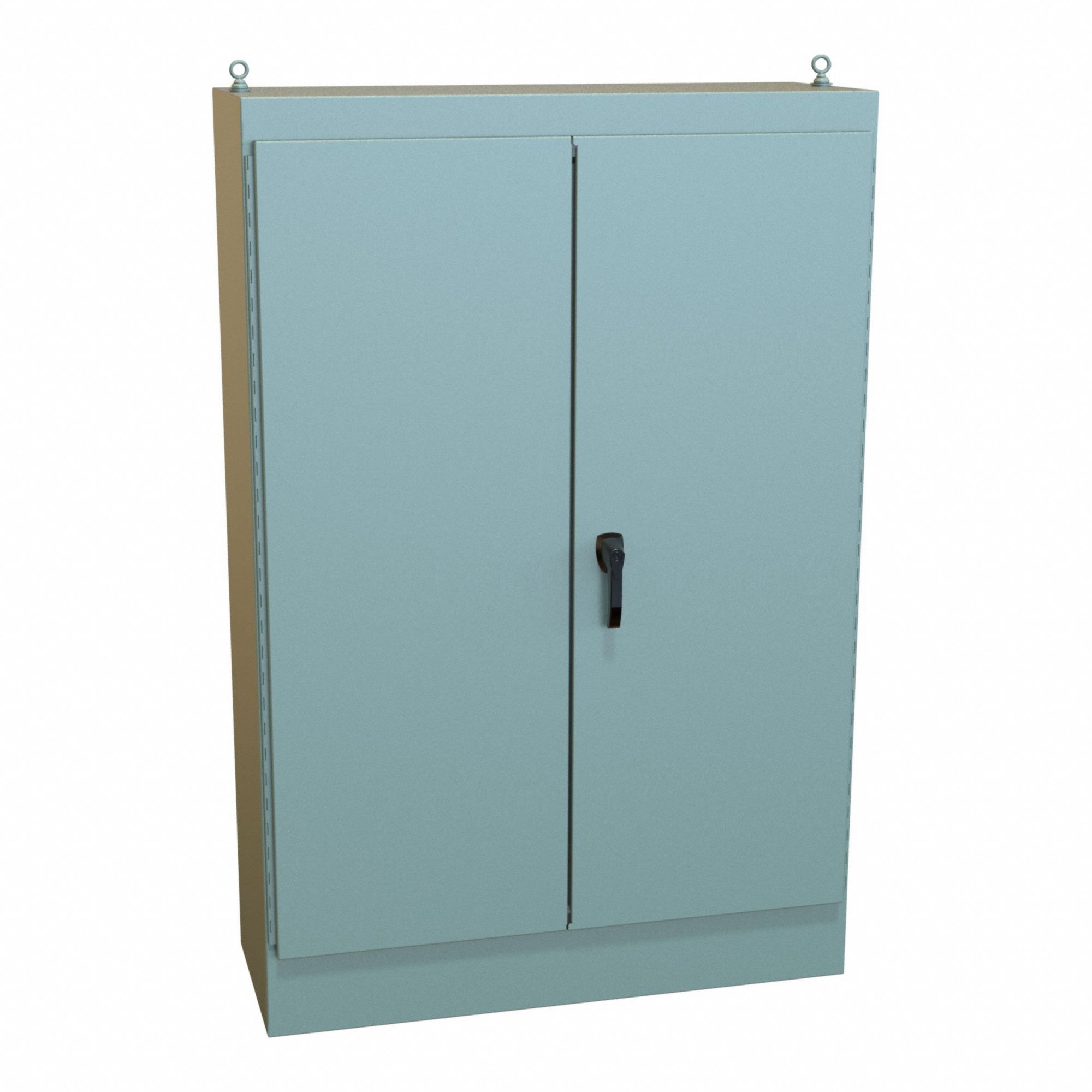 Enclosure: Steel, 72 in x 48 in x 18 in, NEMA 12, Solid Cover, Hinged