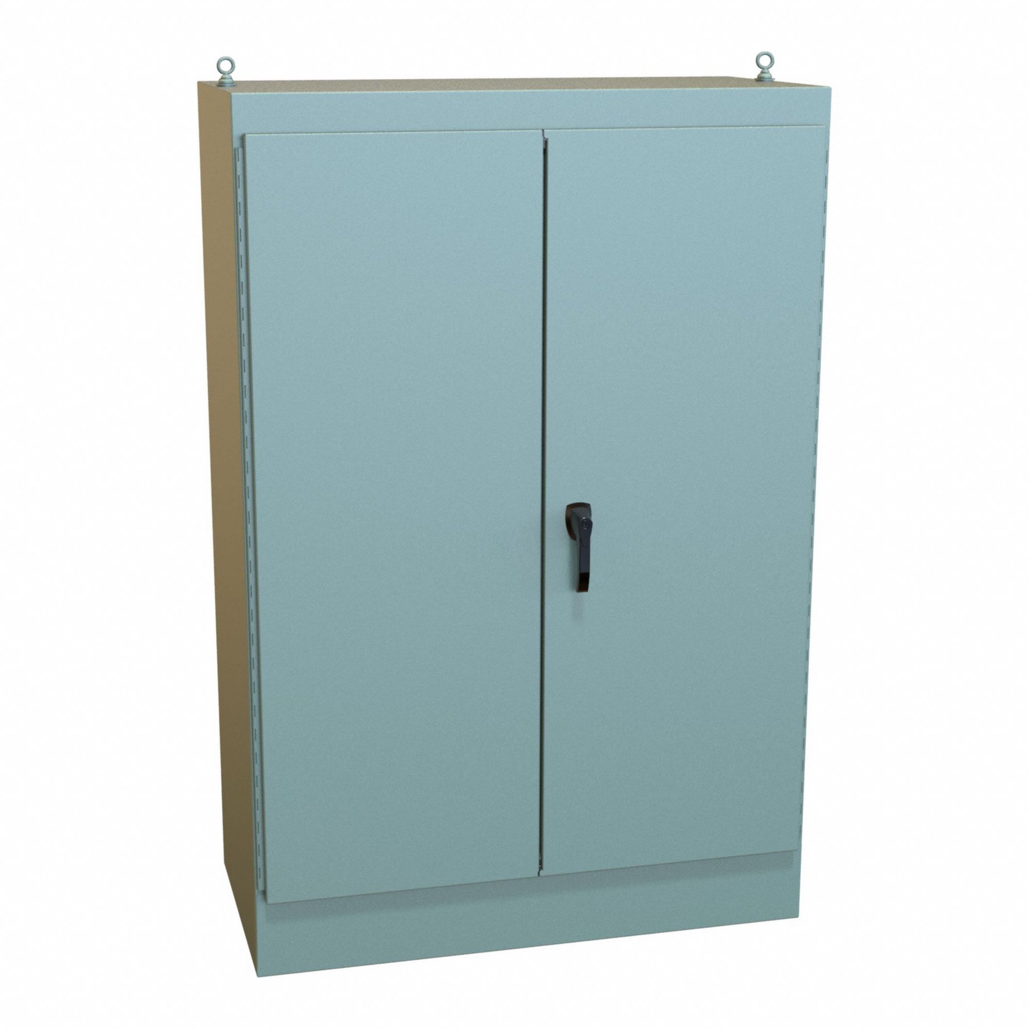 Enclosure: Steel, 72 in x 48 in x 24 in, NEMA 12, Solid Cover, Hinged, Dust Tight