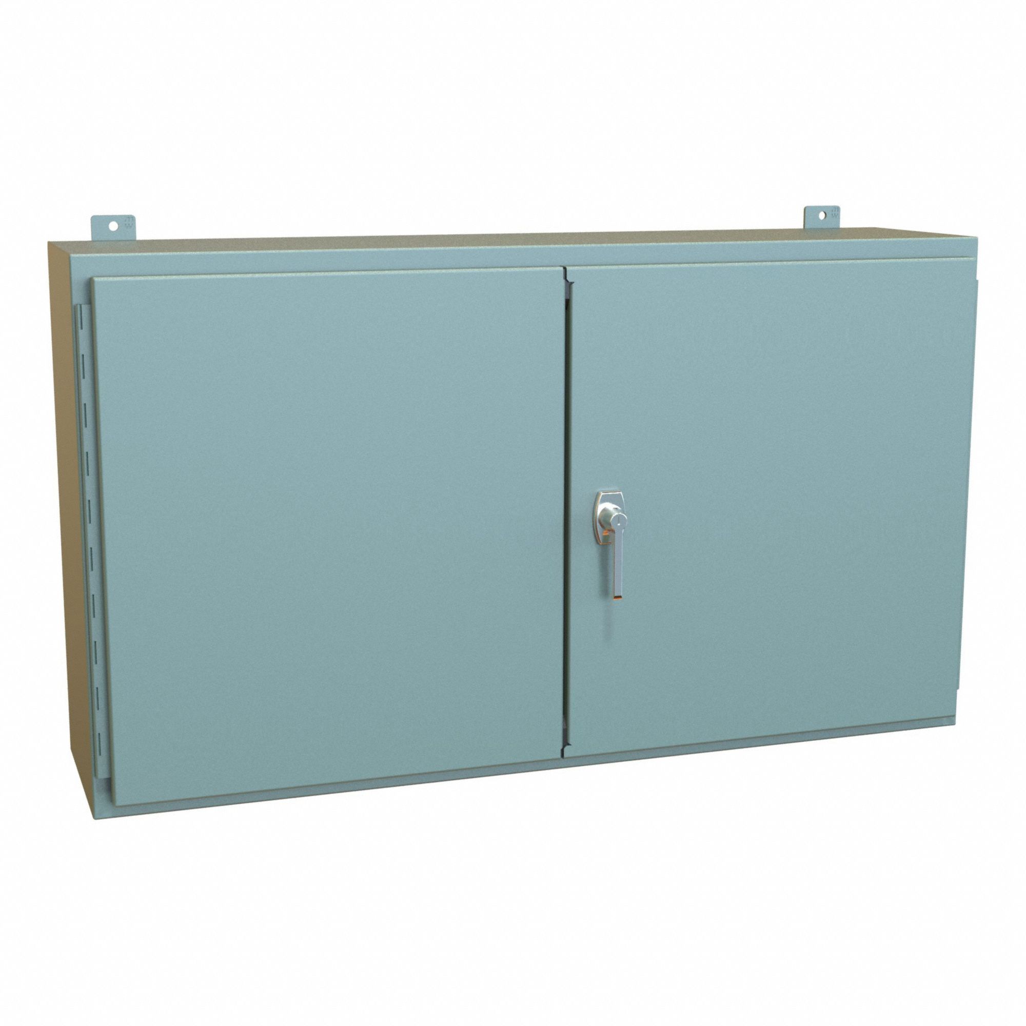 Electrical Enclosure: Steel, 24 in x 42 in x 10 in, NEMA 12, w/Panel, Solid Cover, Hinged