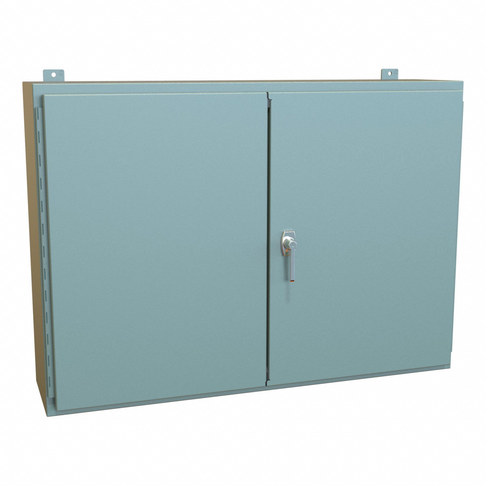 Electrical Enclosure: Steel, 30 in x 42 in x 10 in, NEMA 12, w/Panel, Solid Cover, Hinged