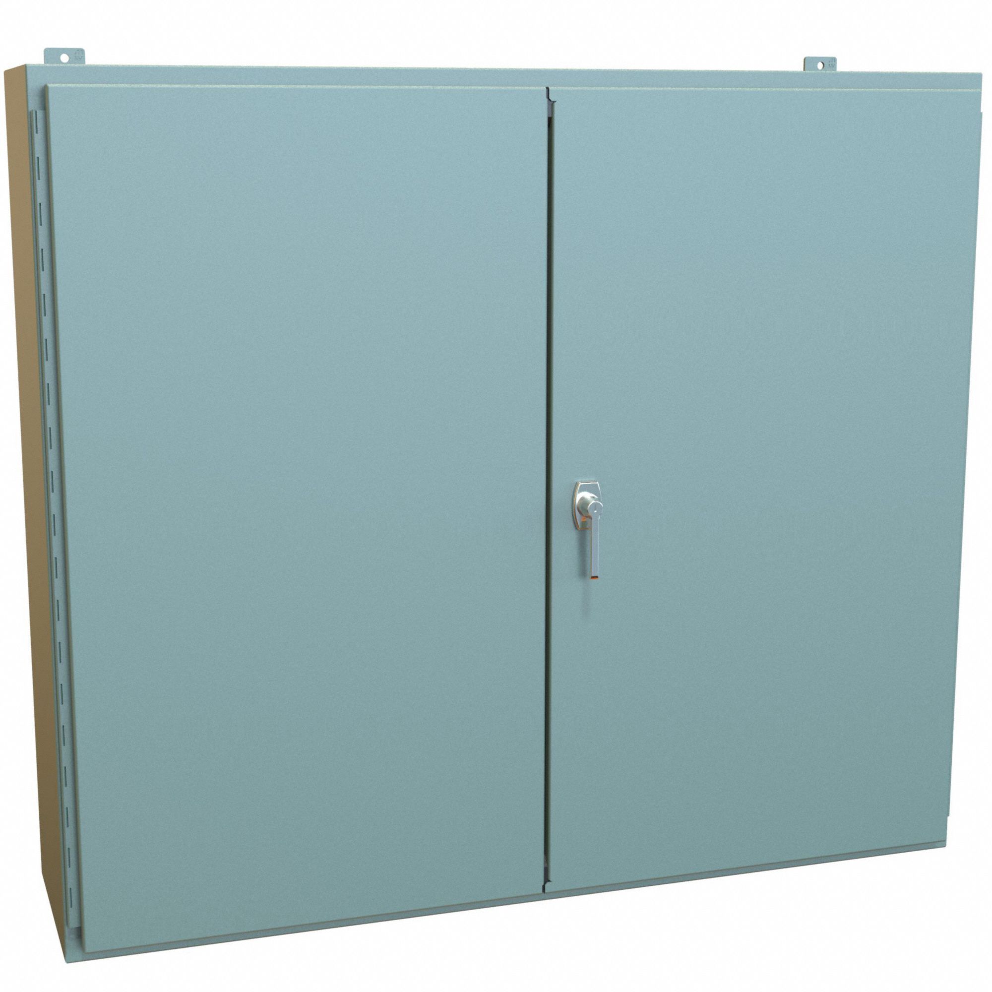 Electrical Enclosure: Steel, 42 in x 48 in x 12 in, NEMA 12, w/Panel, Solid Cover, Hinged