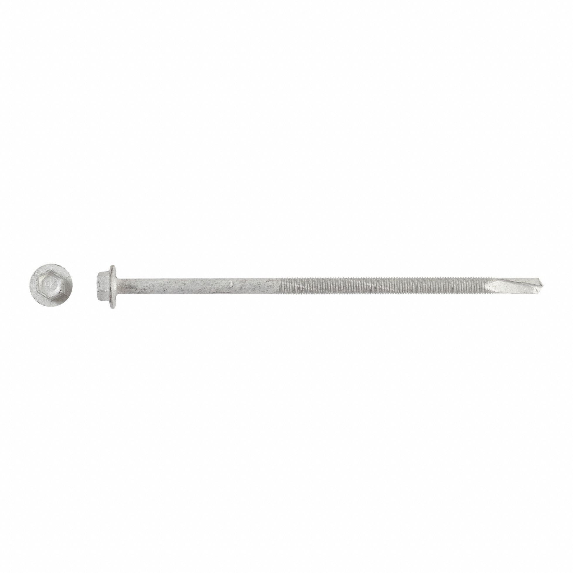 Self-Drilling Screw: 1/4 in Size, 6 in Lg, Steel, Climaseal™, Hex Washer, External Hex, 250 PK