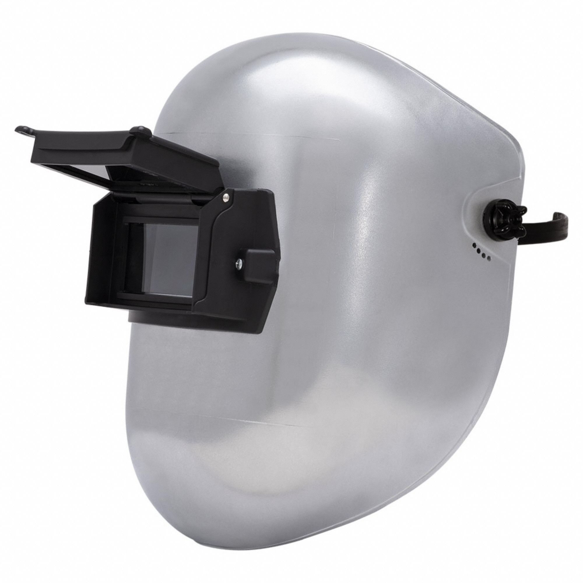 Welding Helmet: Passive, Silver, W10, 2 in x 4 1/4 in, Ratchet, Nylon, 280PL