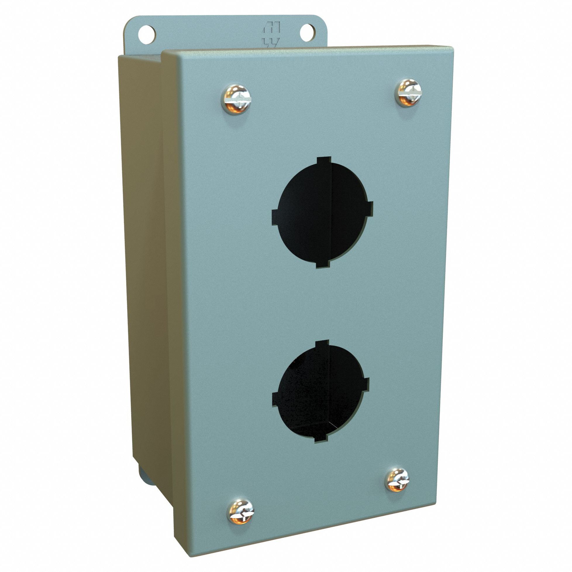 Push Button Enclosure: 30mm, 2 Holes, Carbon Steel, NEMA 12/13