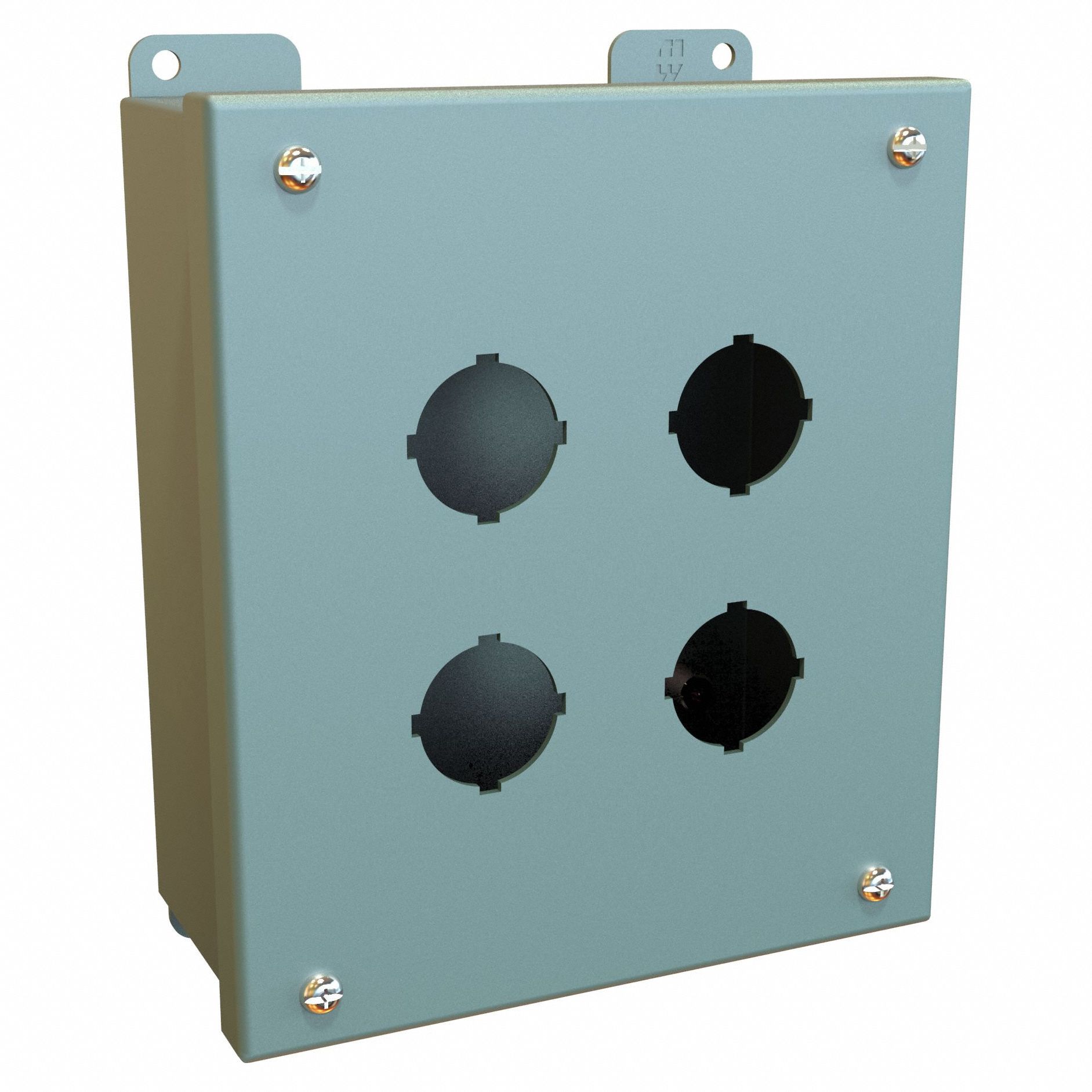Push Button Enclosure: 30mm, 4 Holes, Carbon Steel, NEMA 12/13