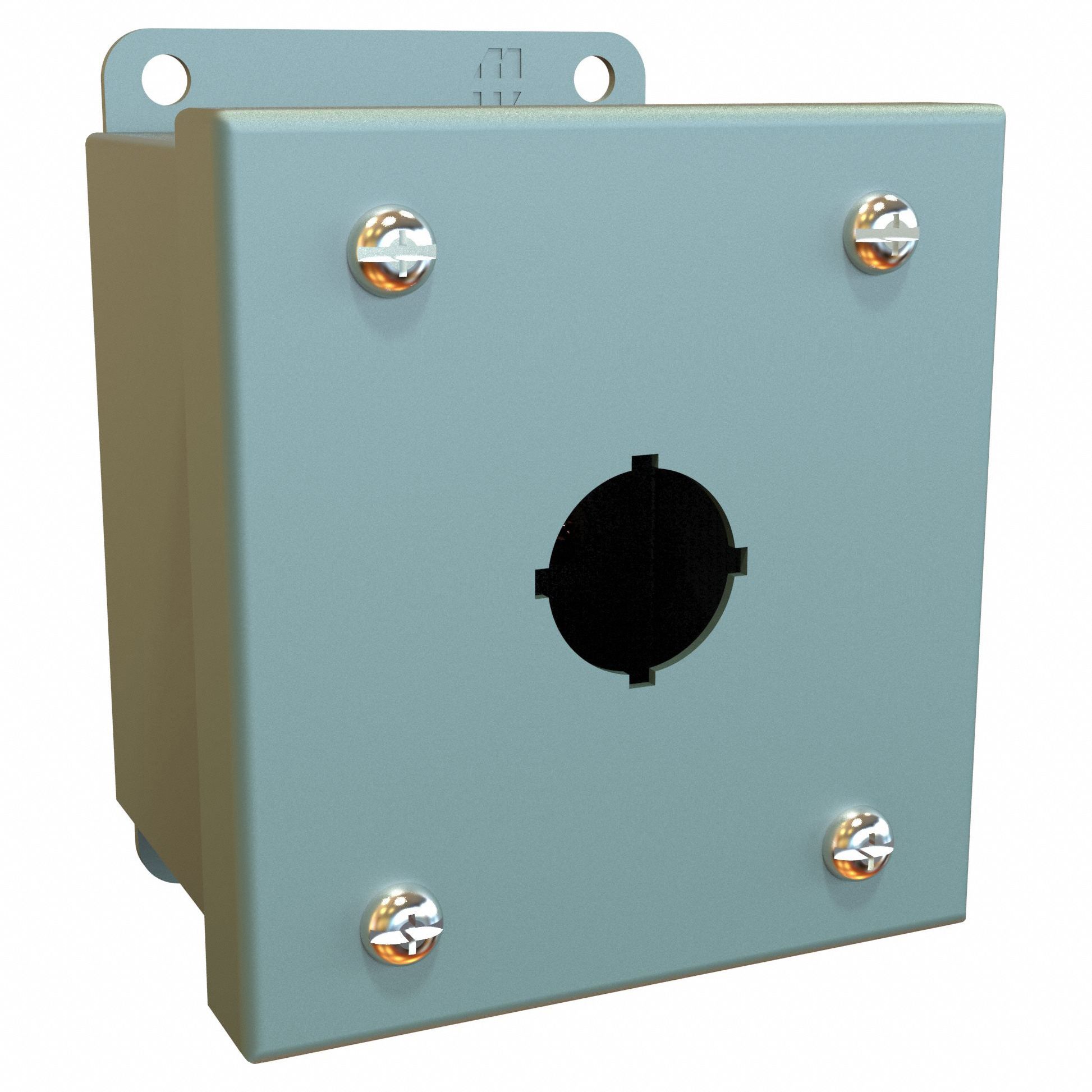 Push Button Enclosure: 22mm, 1 Holes, Carbon Steel, NEMA 12/13