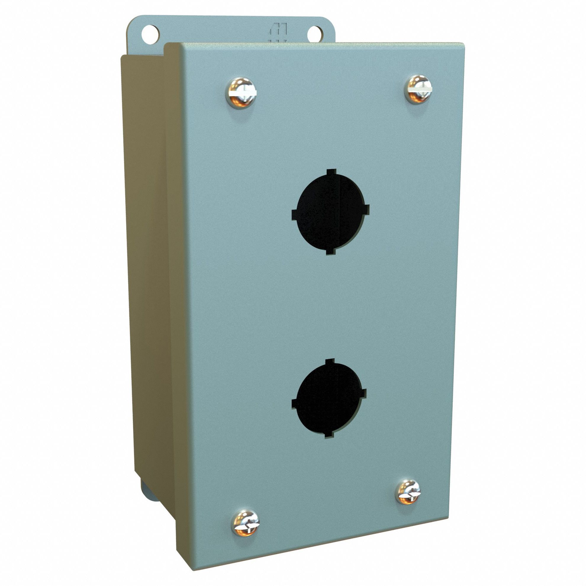 Push Button Enclosure: 22mm, 2 Holes, Carbon Steel, NEMA 12/13