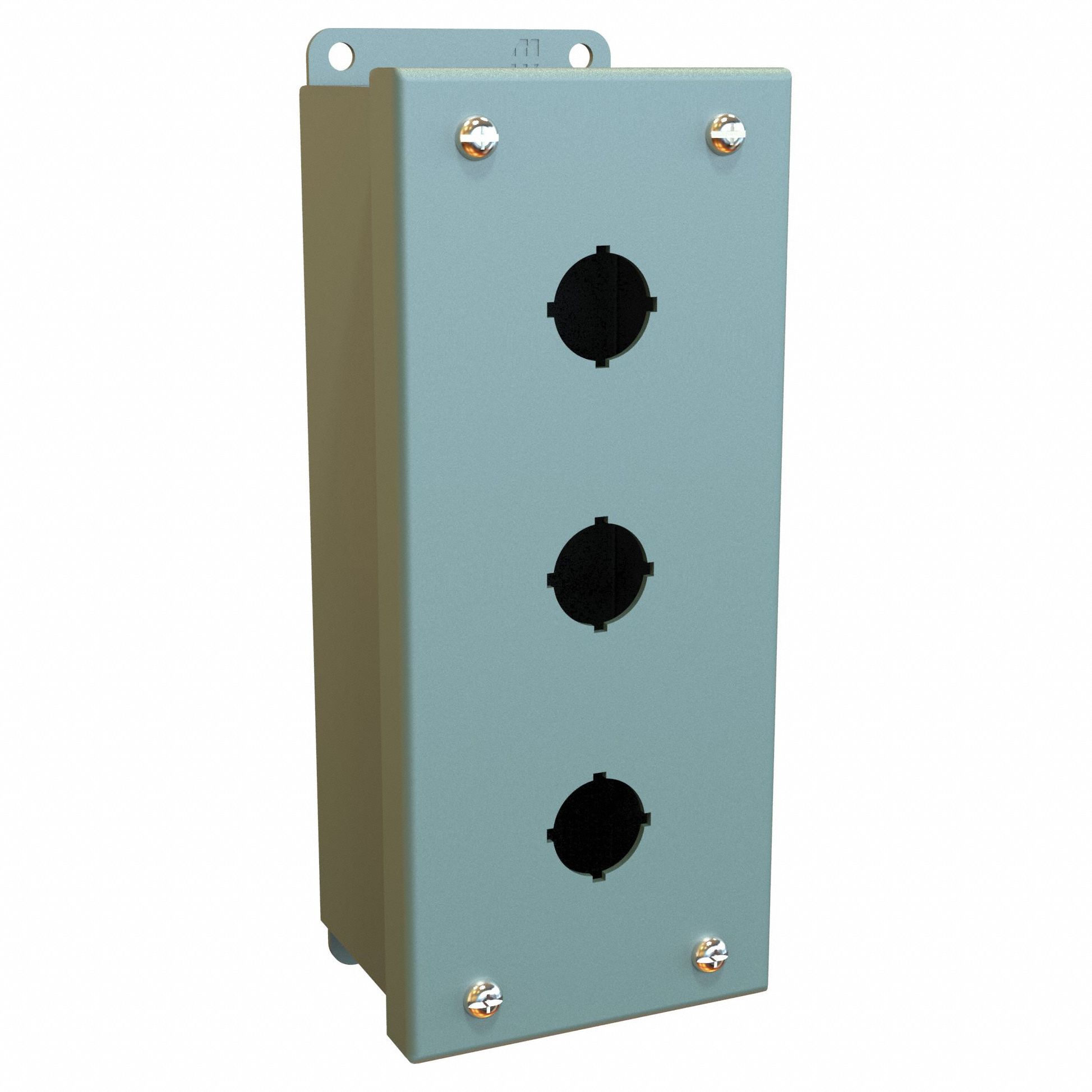 Push Button Enclosure: 22mm, 3 Holes, Carbon Steel, NEMA 12/13