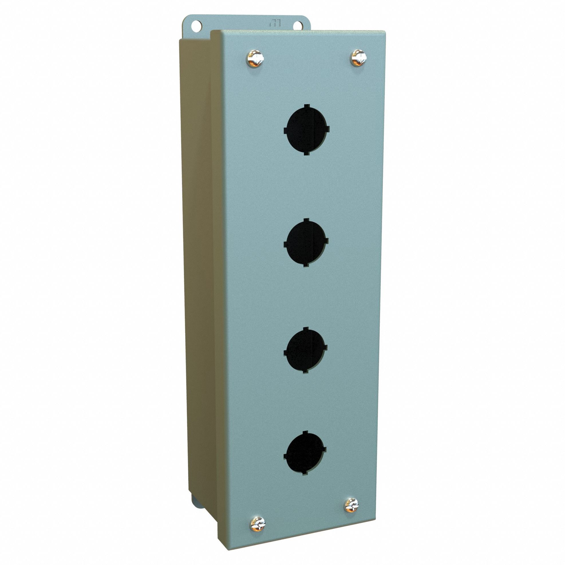 Push Button Enclosure: 22mm, 4 Holes, Carbon Steel, NEMA 12/13