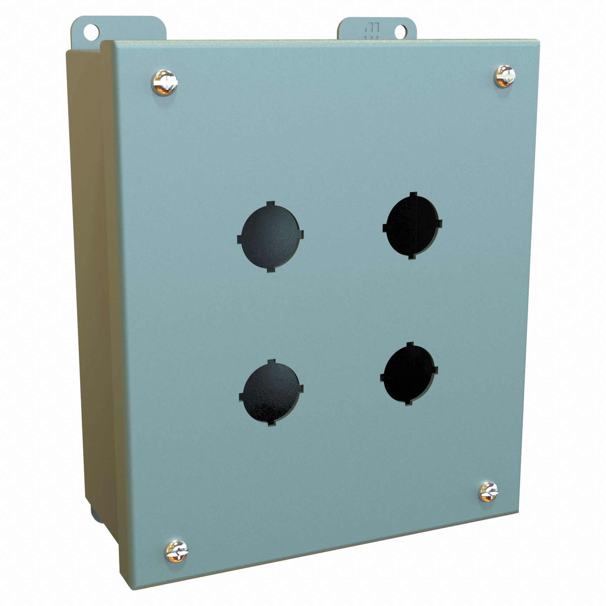 Push Button Enclosure: 22mm, 4 Holes, Carbon Steel, NEMA 12/13