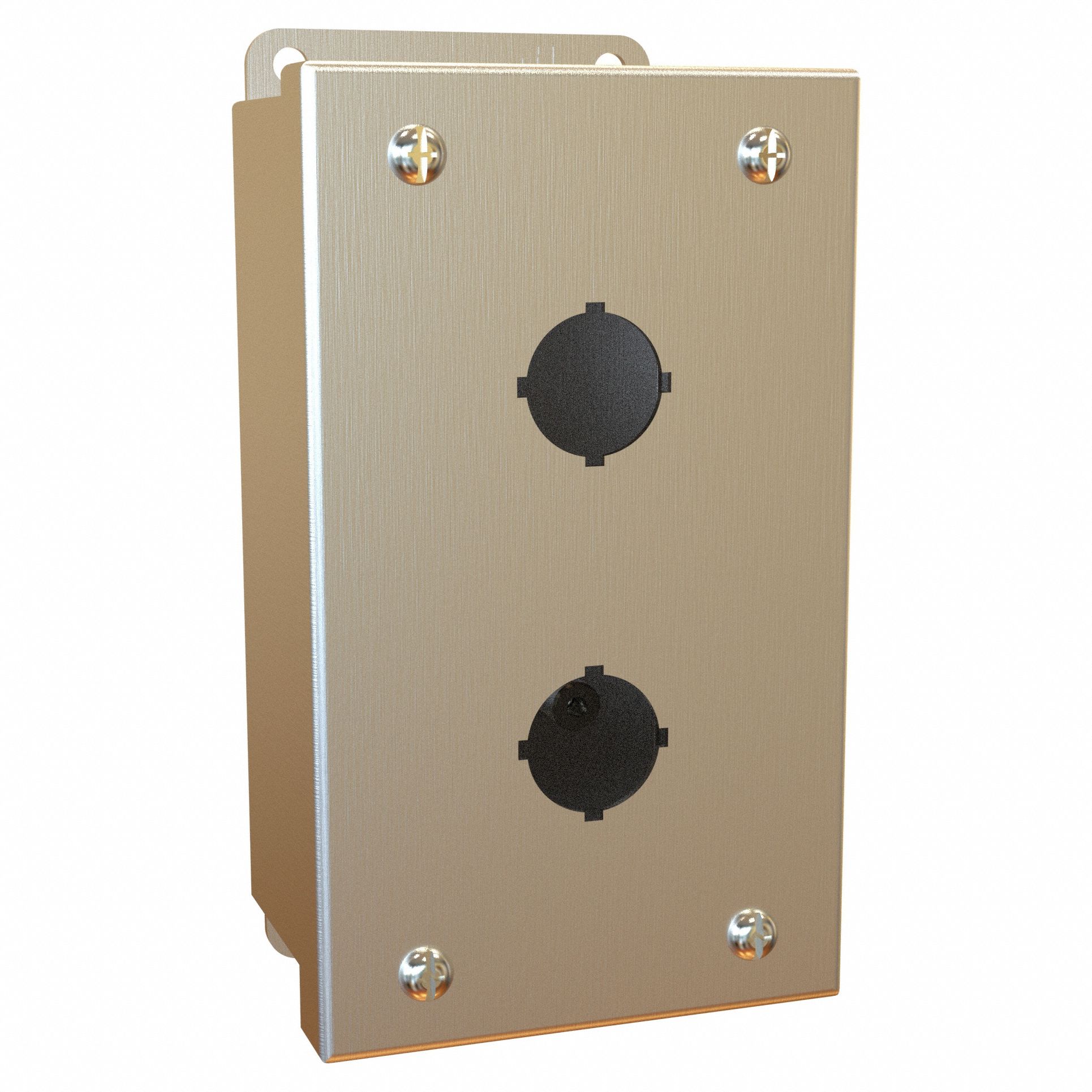 Push Button Enclosure: 22mm, 2 Holes, 304 Stainless Steel, NEMA 3R/4/4X