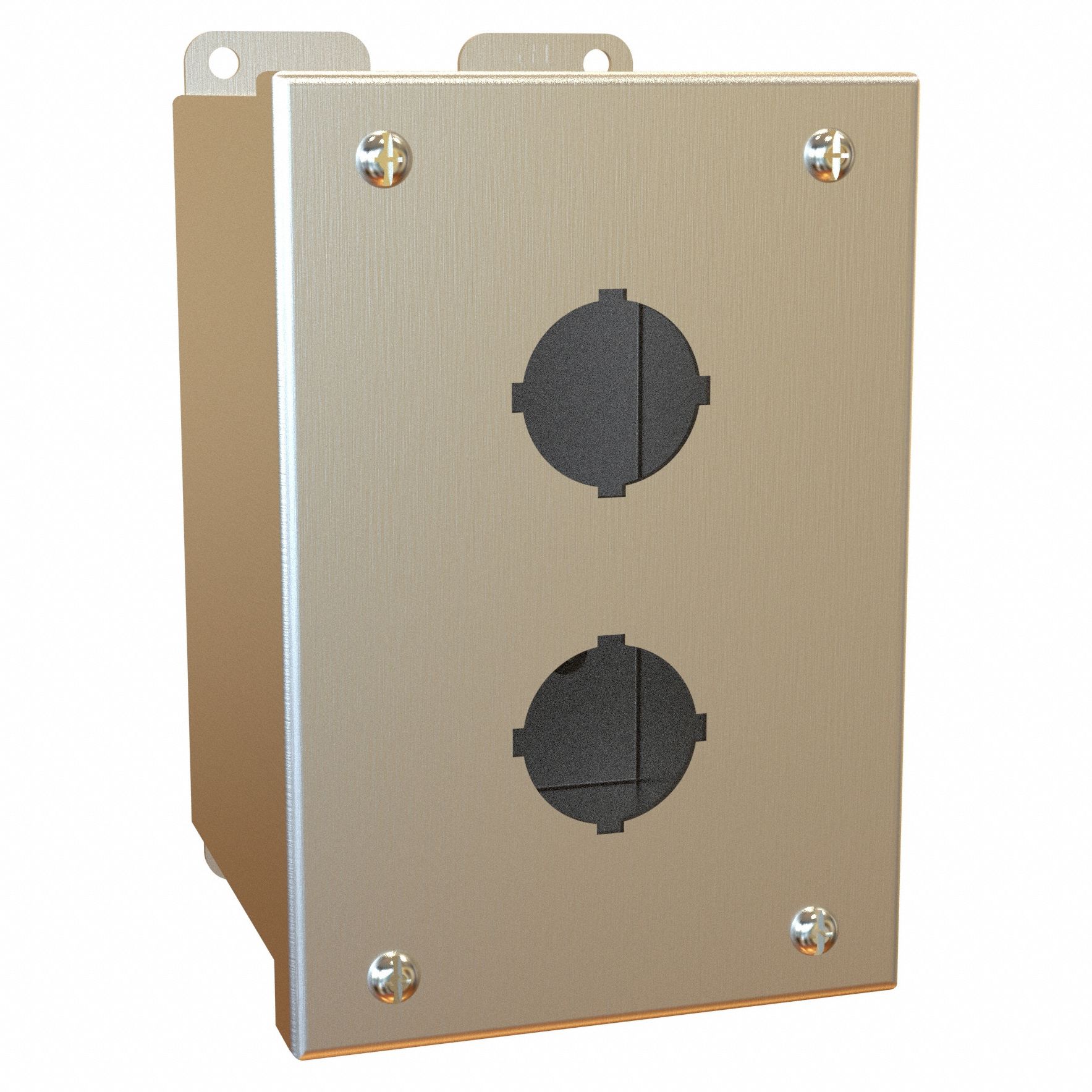 Push Button Enclosure: 22mm, 2 Holes, 304 Stainless Steel, NEMA 4/4X
