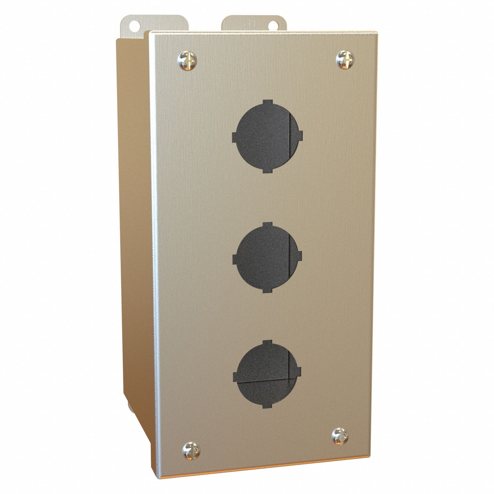 Push Button Enclosure: 22mm, 3 Holes, 304 Stainless Steel, NEMA 4/4X