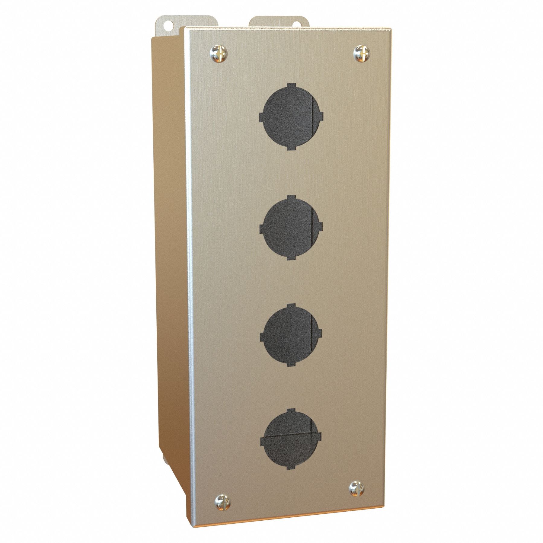 Push Button Enclosure: 22mm, 4 Holes, 304 Stainless Steel, NEMA 4/4X