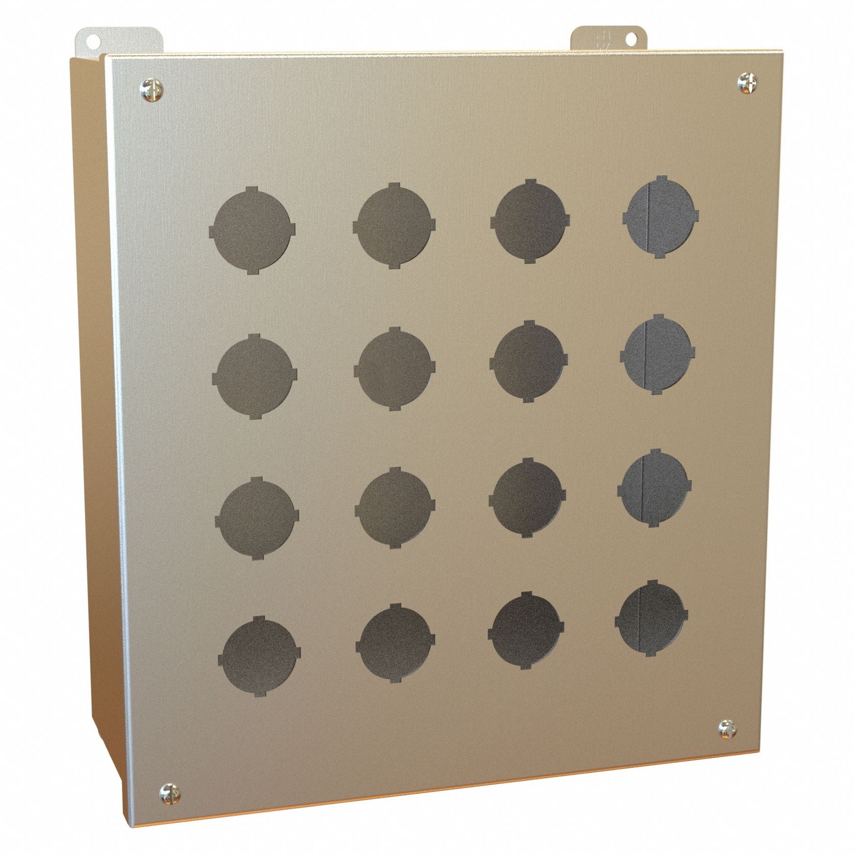 Push Button Enclosure: 30mm, 16 Holes, 304 Stainless Steel, NEMA 4/4X