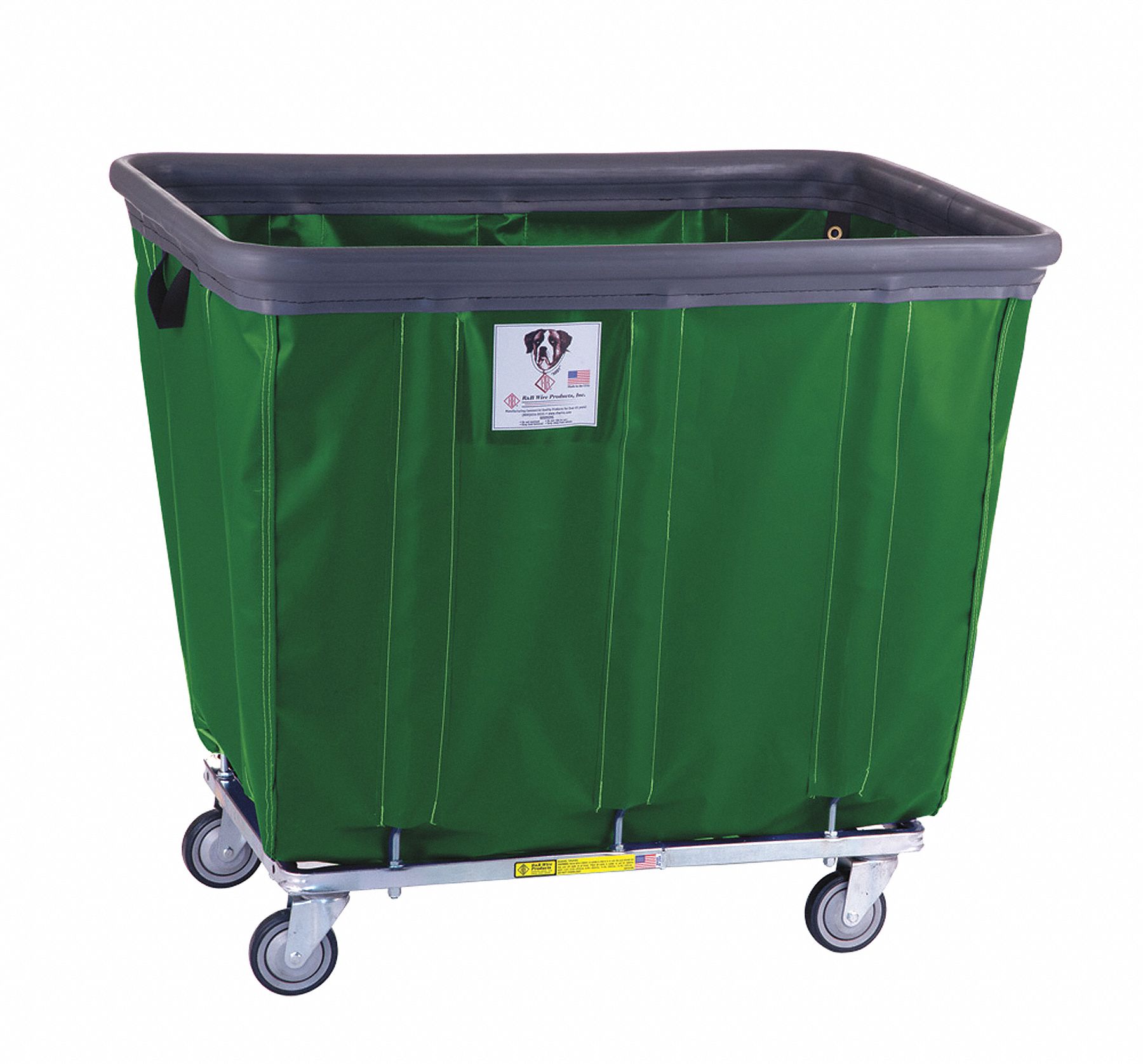 BUMPER TRUCK, GREEN, 31½ X 39½ X 43 IN, STEEL, 800 LB LOAD CAPACITY, 5 IN WHEEL DIAMETER, RAISED HANDLE, ASSEMBLED