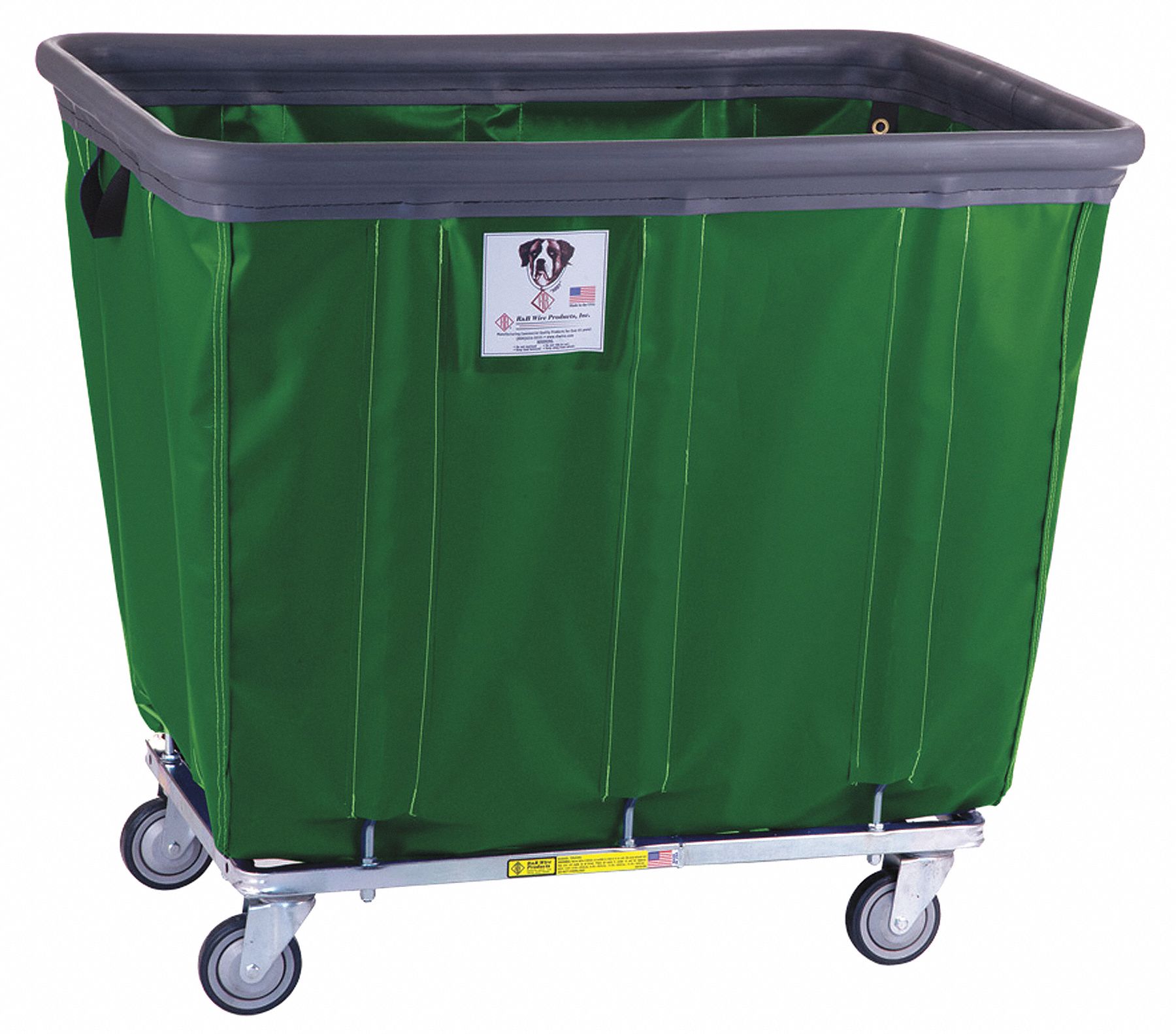 BUMPER TRUCK, GREEN, 34½ X 39¼ X 46 IN, STEEL, 800 LB LOAD CAPACITY, 5 IN WHEEL DIAMETER, RAISED HANDLE, ASSEMBLED