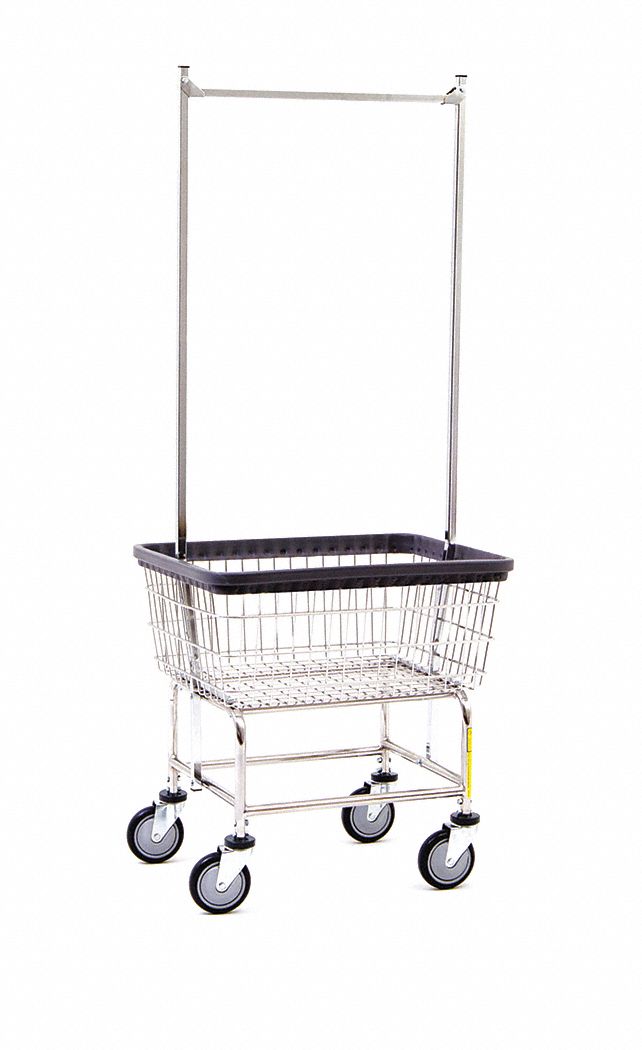 WIRE CART, GREY, 22 IN W X 66&frac12; IN H X 26&frac12; IN L, STEEL, CHROME FINISH, 50 LB LOAD CAPACITY, 5 IN WHEEL DIAMETER