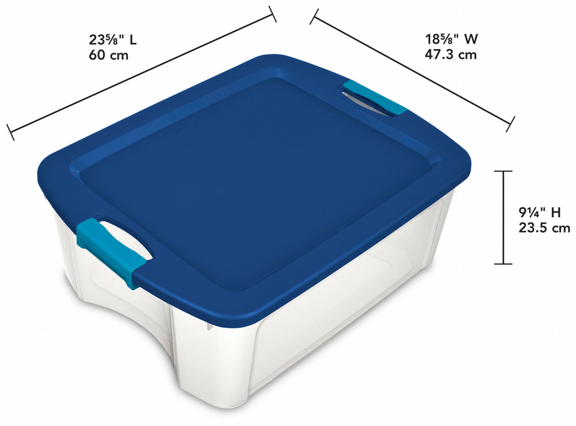 STERILITE Storage Tote 12 gal, 23 5/8 in x 18 5/8 in x 9 1/4 in, Clear