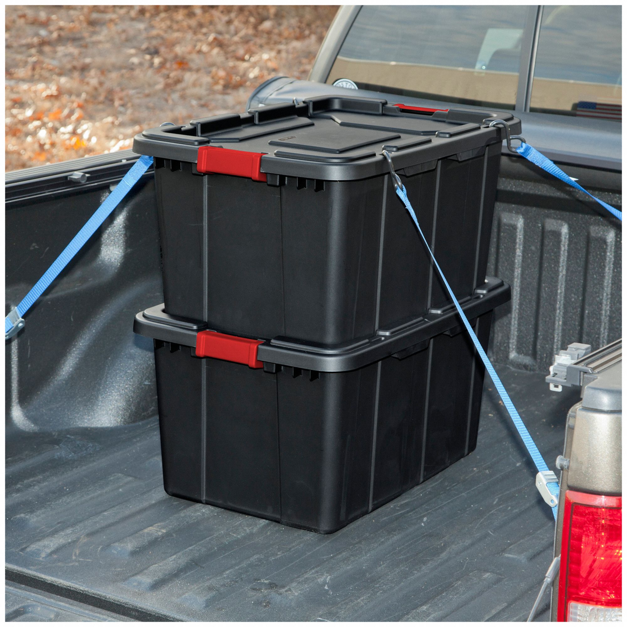 STERILITE Storage Tote 27 gal, 30 1/2 in x 20 5/8 in x 15 1/4 in, Black Body, Black Lid
