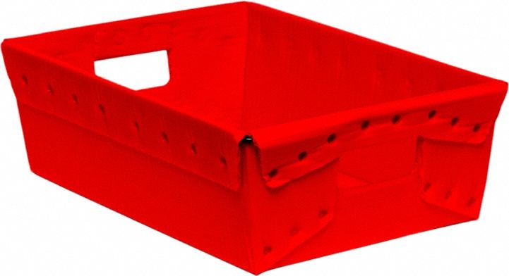 Tote: 0.8 cu ft, 18 3/8 in x 13 1/4 in x 6 in, Red, Lid Not Included, FDA Compliant