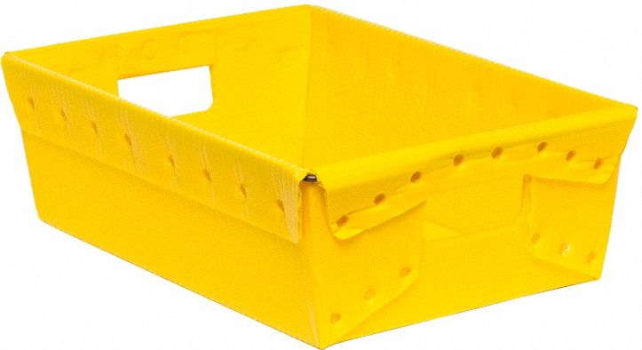 Tote: 0.8 cu ft, 18 3/8 in x 13 1/4 in x 6 in, Yellow, Lid Not Included