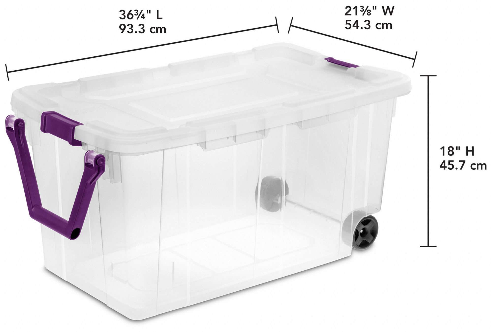 STERILITE Storage Tote 40 gal, 36 3/4 in x 21 3/8 in x 18 in, Clear