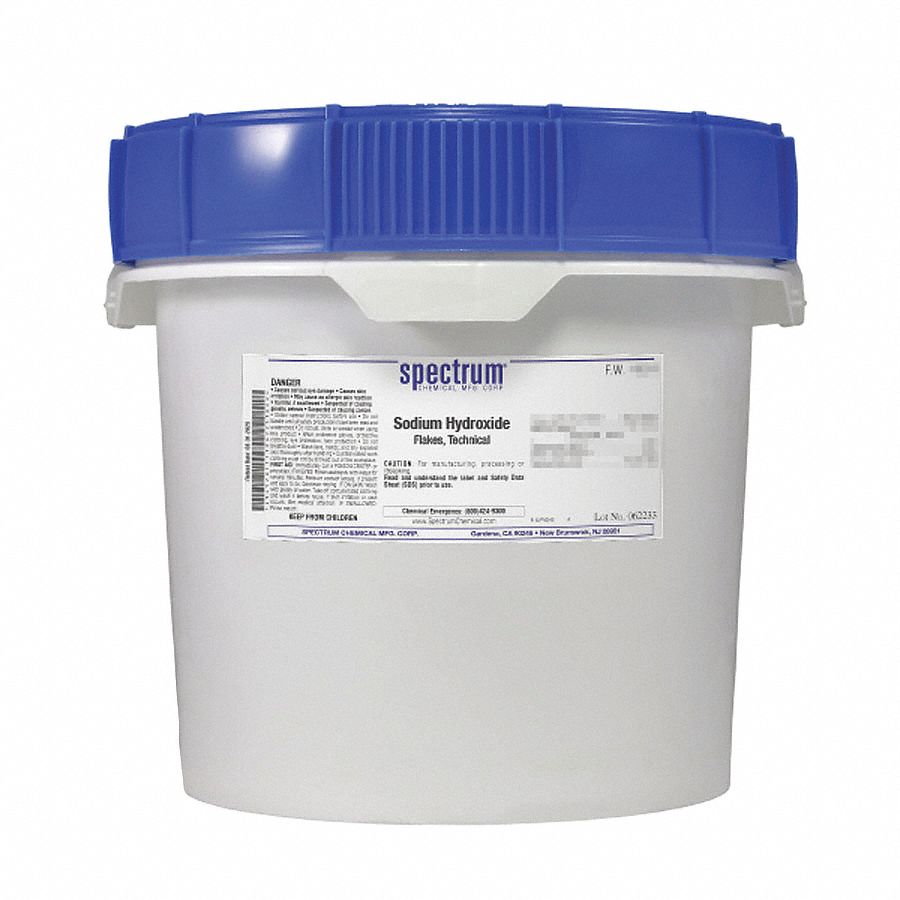 Sodium Hydroxide: Lab, 12 kg, 1310-73-2, Inorganic/Salt, Powder, Drum, Plastic, 24 mo Shelf Life, 1