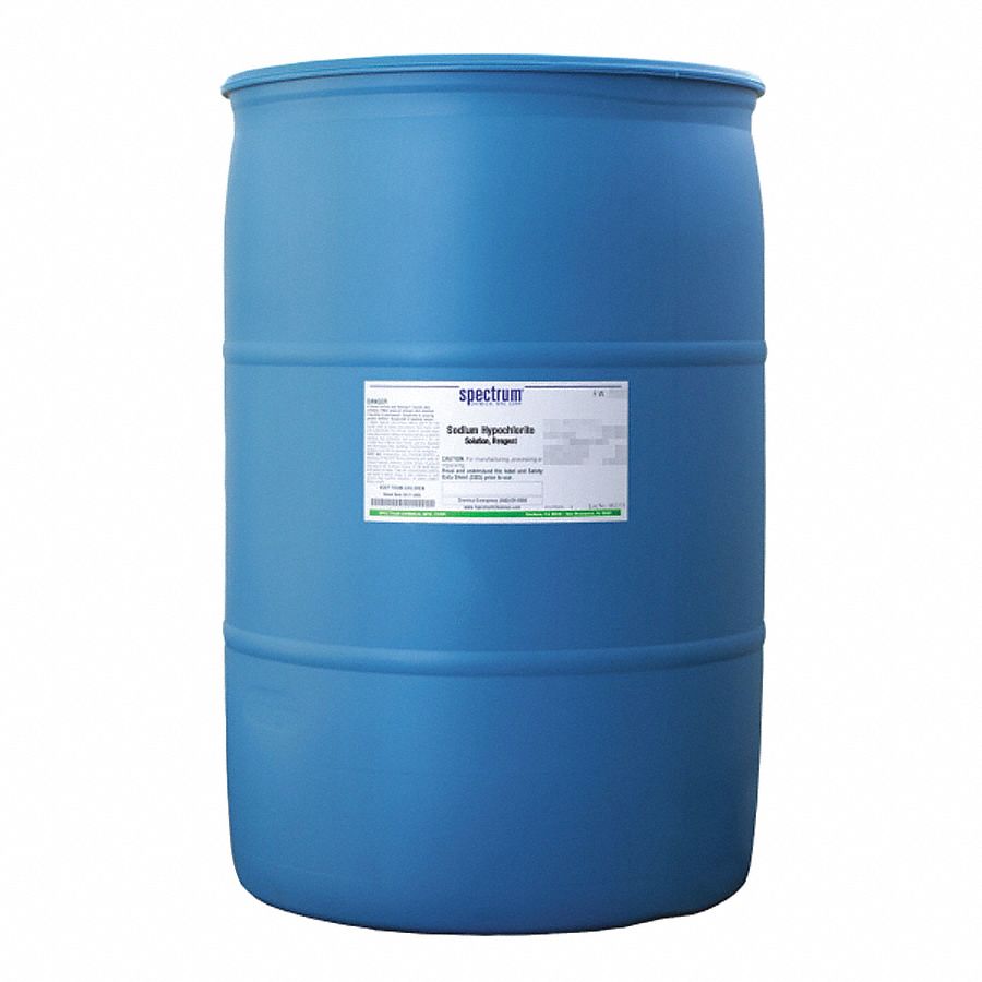 Sodium Hypochlorite: Lab, 200 L, 7681-52-9, 5% Concentration, Solution, Liquid, Drum, Plastic, 1