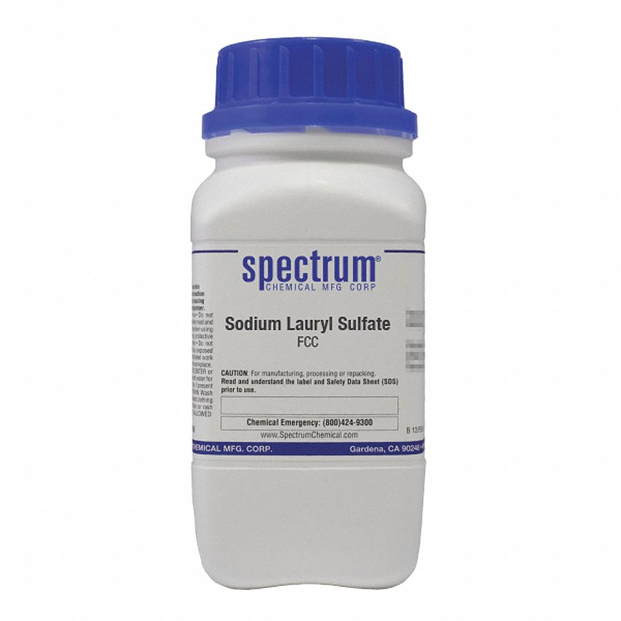 Sodium Lauryl Sulfate: FCC, 125 g, 151-21-3, Reagent, Powder, Bottle, Plastic, 36 mo Shelf Life, 1