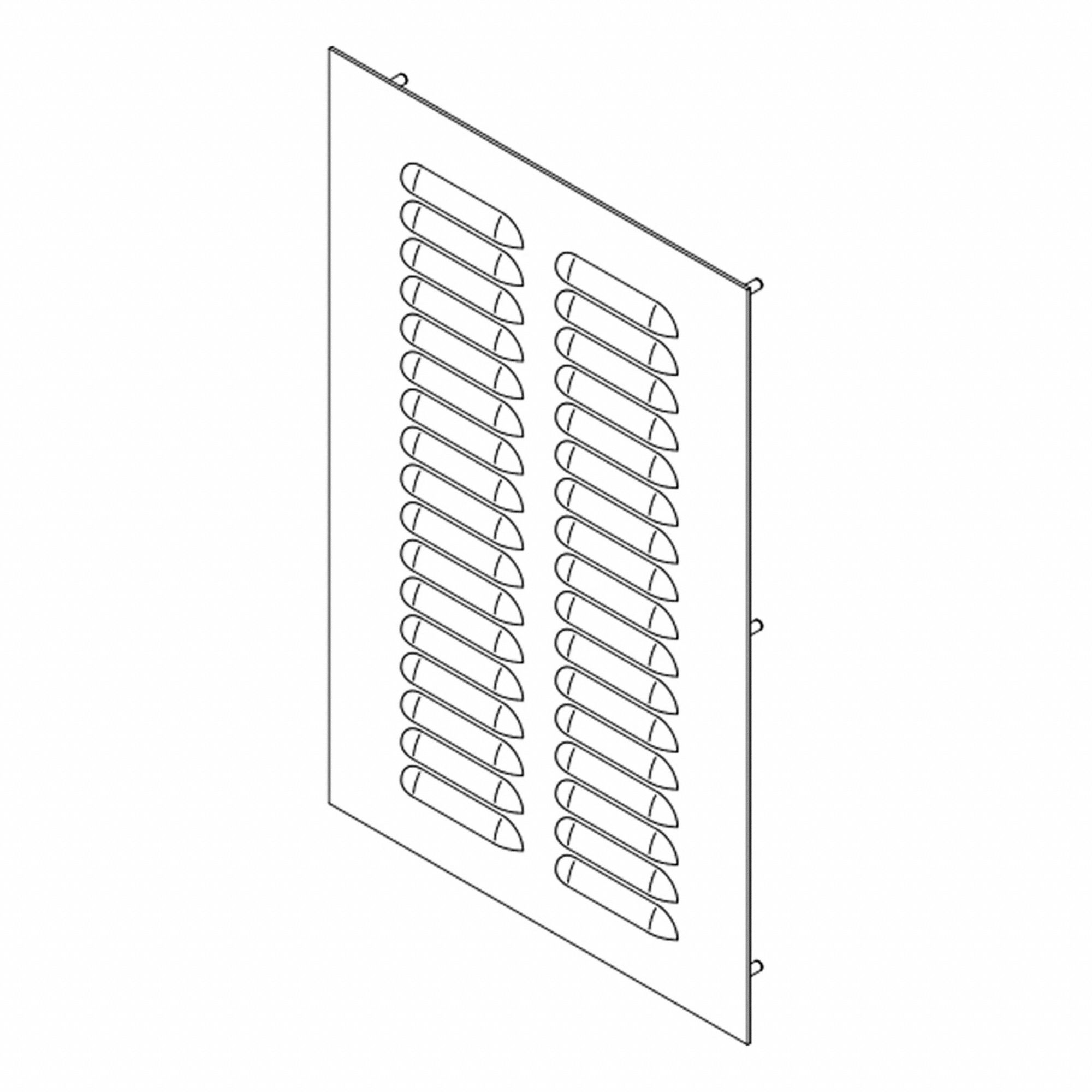 Louvered Vent Kit: 14 ga. Steel, 16.12 in Overall Ht, 10.3 in Overall Wd, 8.75 in Cut Out Wd
