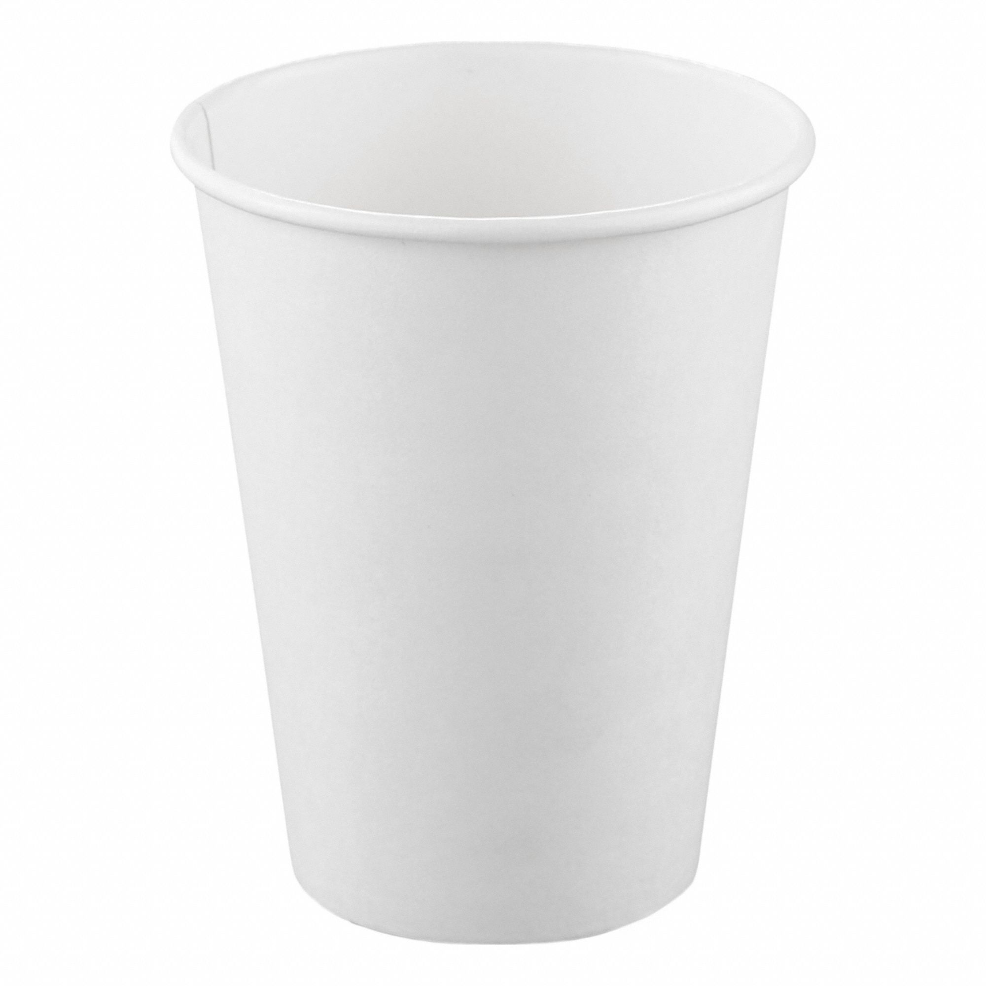 Disposable Hot Cup: 14.25 oz Capacity, White, Paper, Unwrapped, Patternless, 1, 000 PK