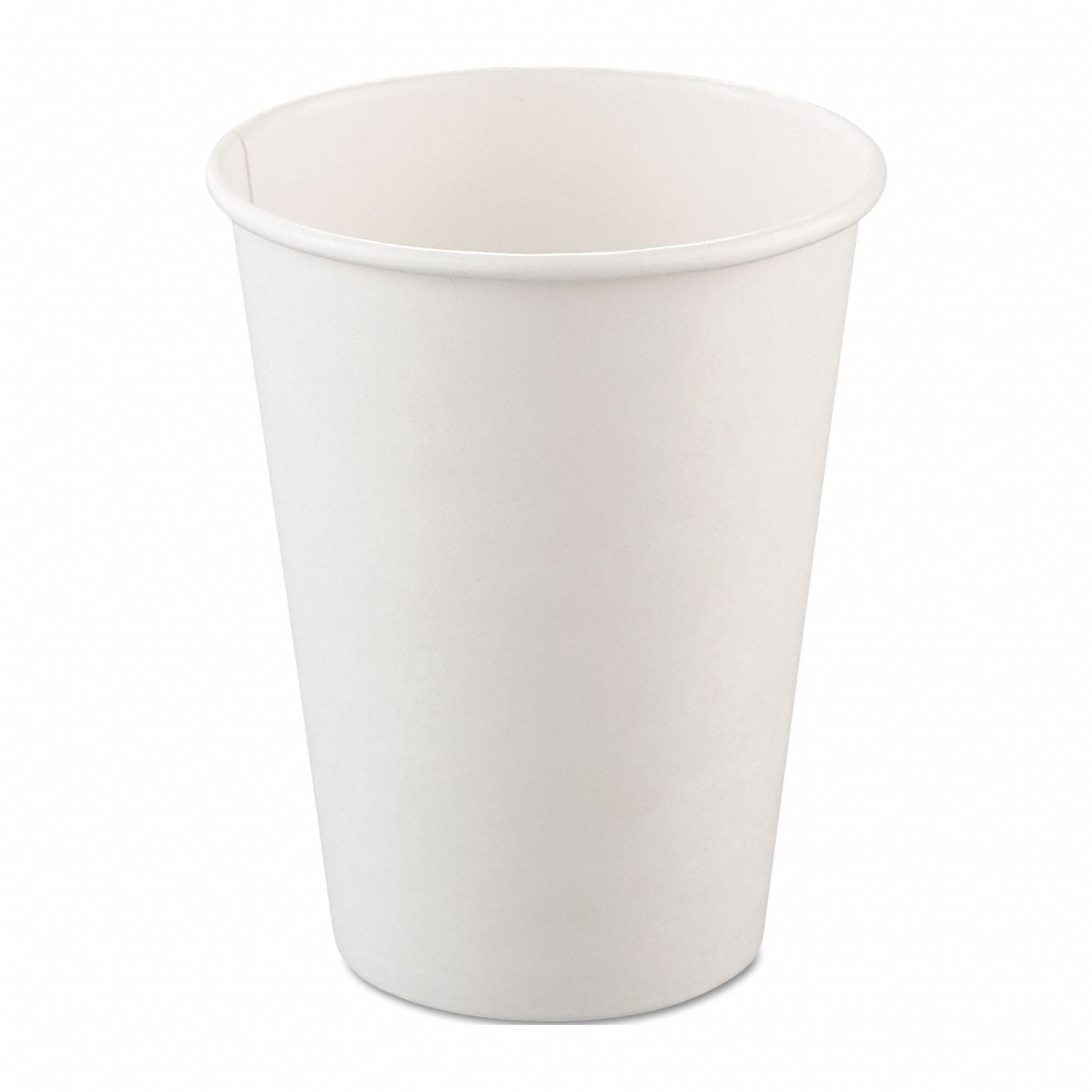 Disposable Hot Cup: 12 oz Capacity, White, Paper, Unwrapped, Patternless, 1, 000 PK