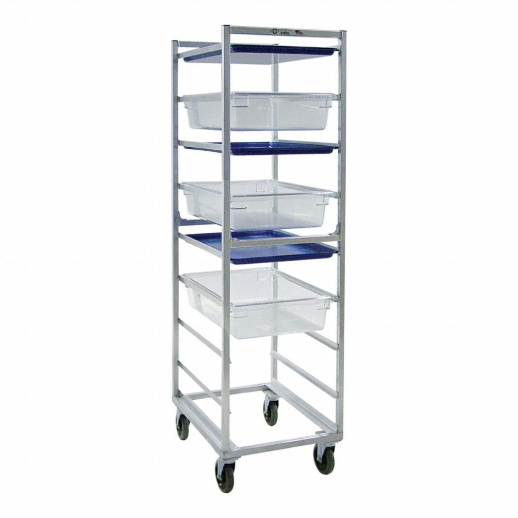 Poly Box/Sheet Pan Combination Rack: 9 Slots, 7 1/2 in Betw Shelves, 20 3/8 in Wd