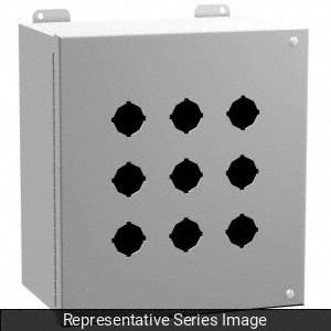 Push Button Enclosure: 22mm, 12 Holes, Carbon Steel, NEMA 12