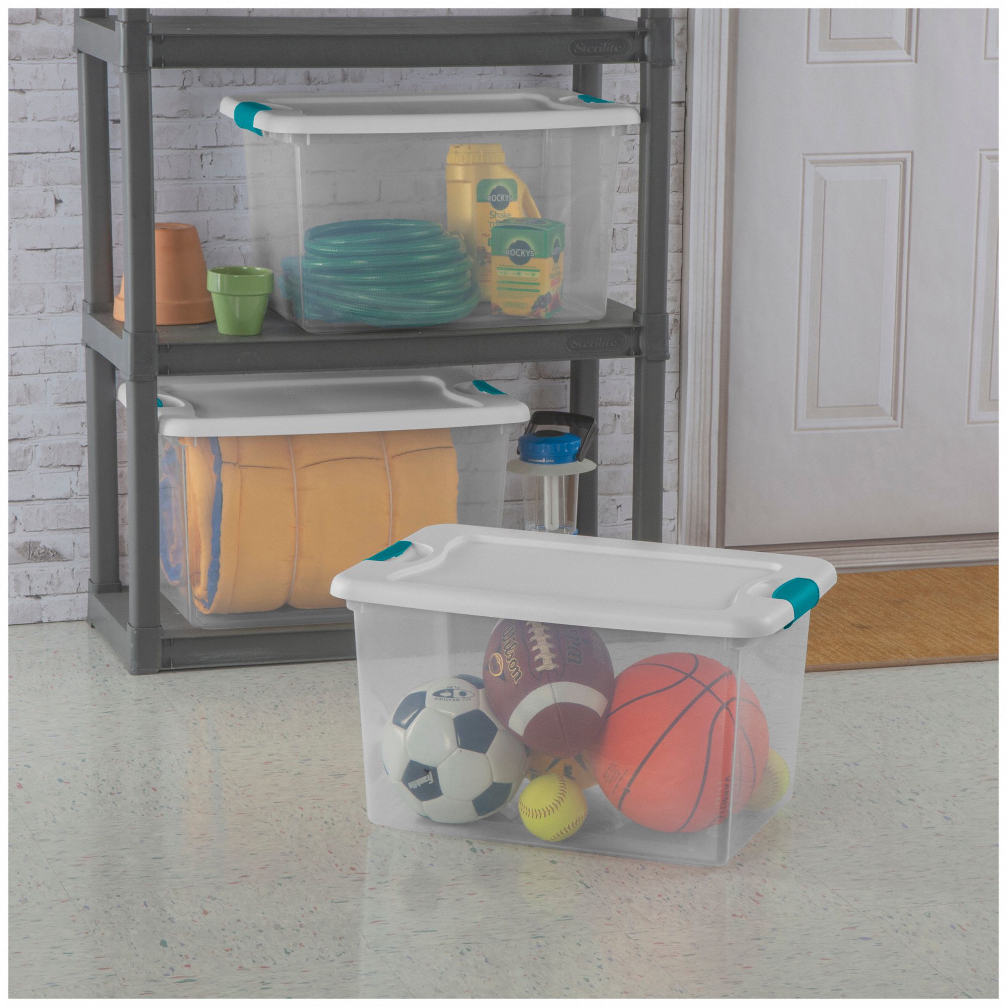 Sterilite 14978006 Clear Storage Tote With Lid 64 Quart 23-3