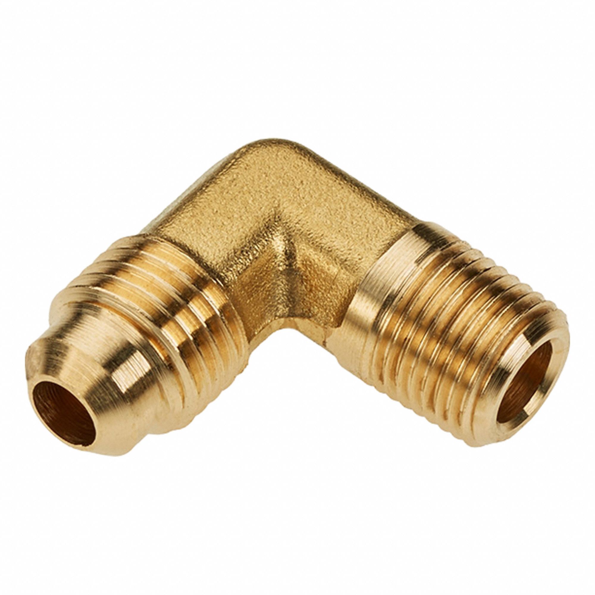 Flared Fitting Elbow: 5/8 in OD Fitting Size, Flared/Threaded, Brass