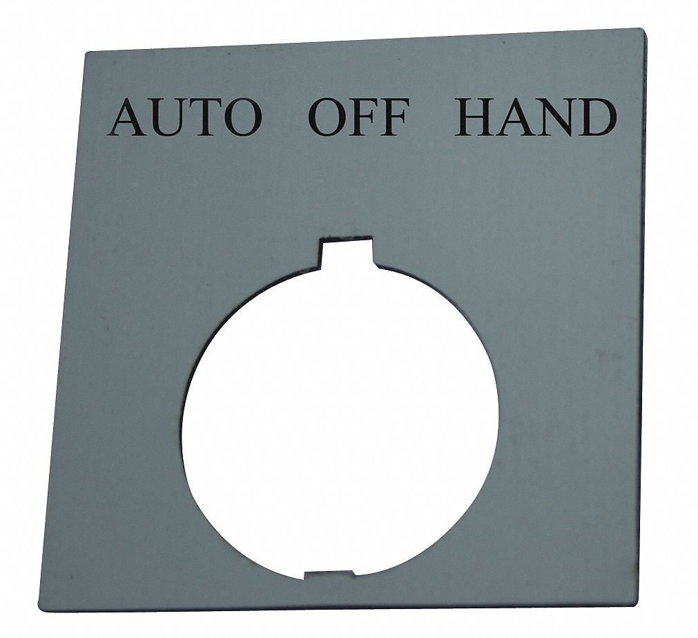 30mm Round Auto-Off-Hand Legend Plate, Plastic, Black