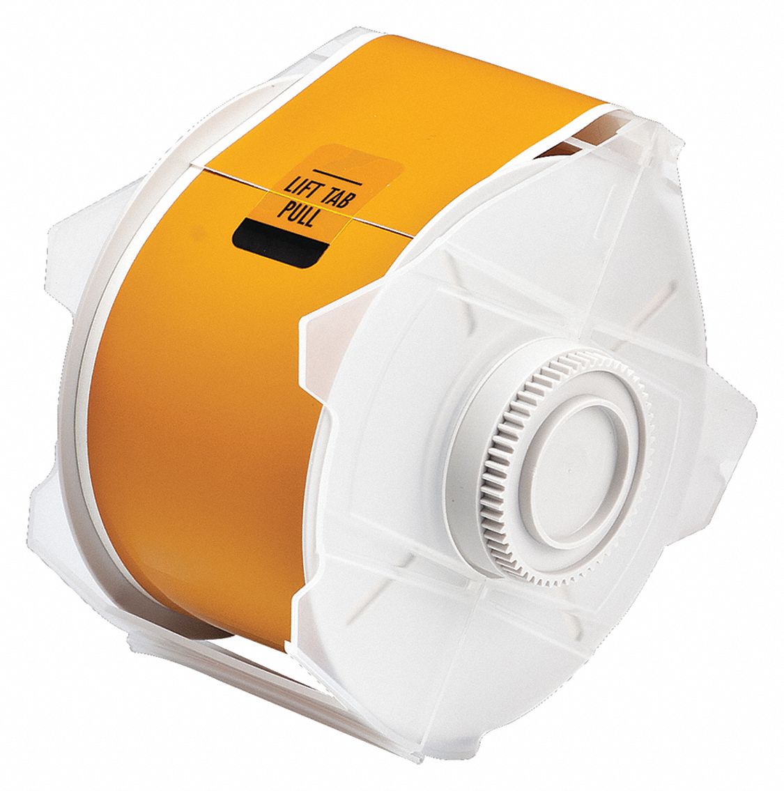 Continuous Label Stock: 2 1/4 in x 100 ft, Polyester, Ochre (Gloss), Outdoor