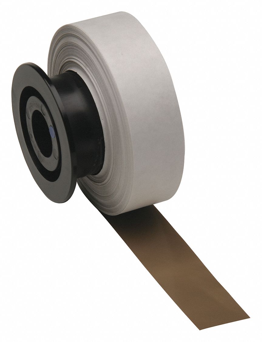 Continuous Label Stock: 1 1/8 in x 100 ft, Vinyl, Gold (Gloss), Outdoor