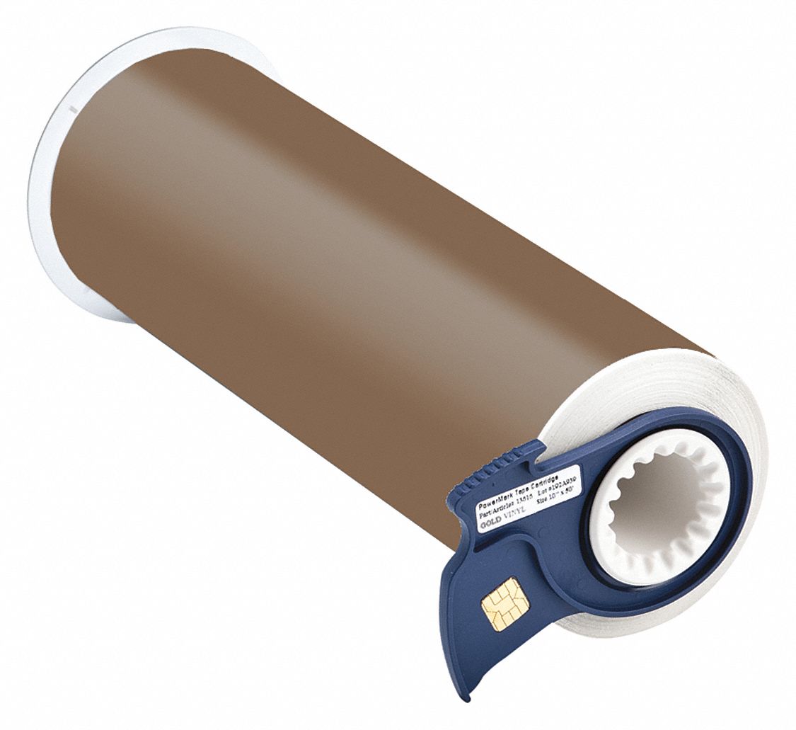 CONTINUOUS LABEL ROLL, 10 IN X 50 FT, VINYL, GOLD, OUTDOOR