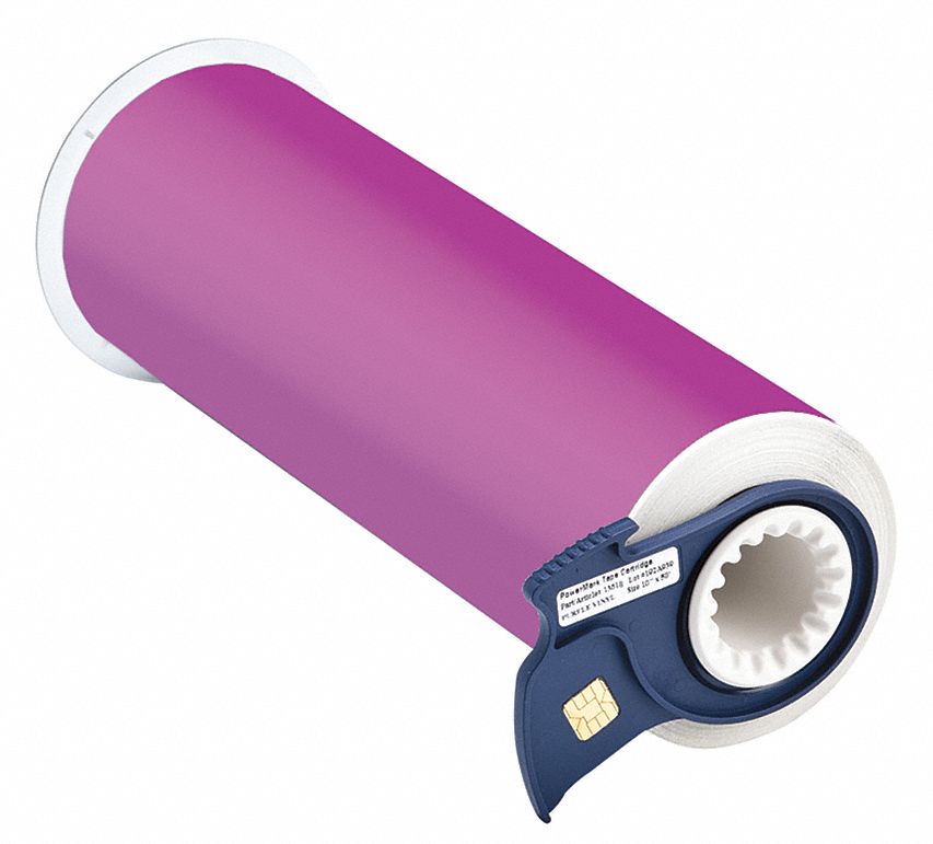 CONTINUOUS LABEL ROLL, 10 IN X 50 FT, VINYL, PURPLE, OUTDOOR