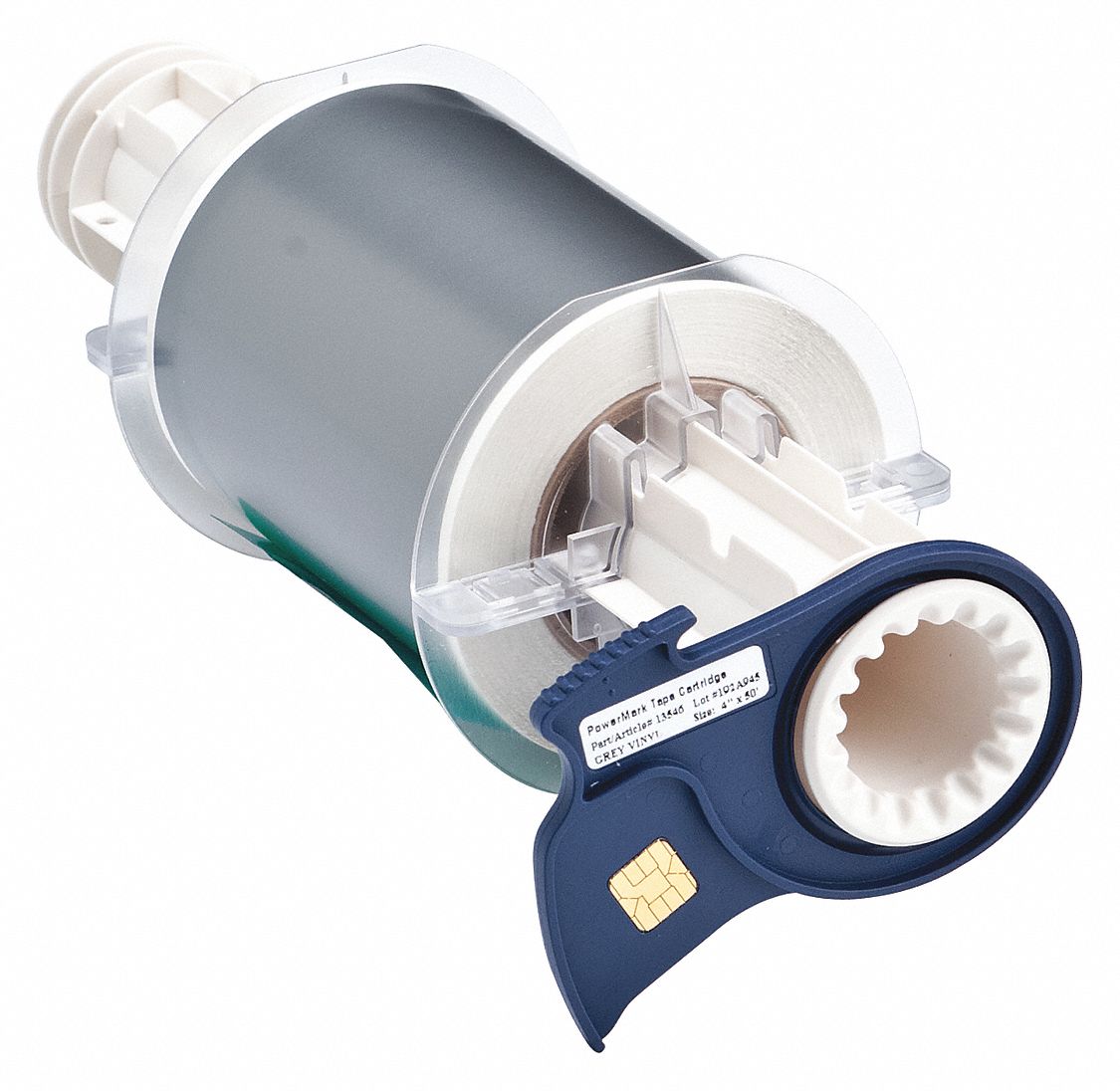 Continuous Label Stock: 4 in x 50 ft, Vinyl, Gray (Gloss), Indoor/Outdoor