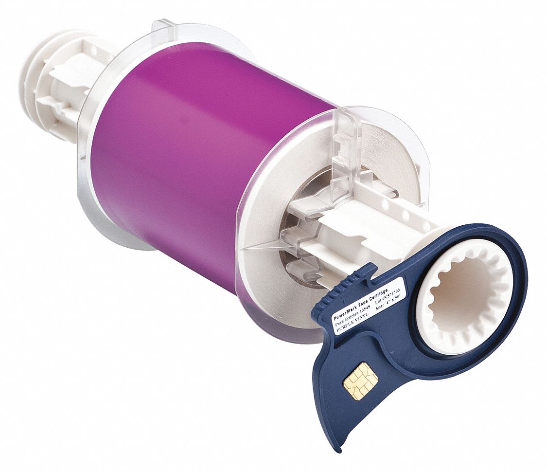 Continuous Label Stock: 4 in x 50 ft, Vinyl, Purple (Gloss), Indoor/Outdoor