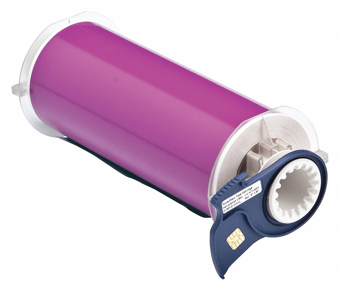 Continuous Label Stock: 8 in x 50 ft, Vinyl, Purple (Gloss), Indoor/Outdoor