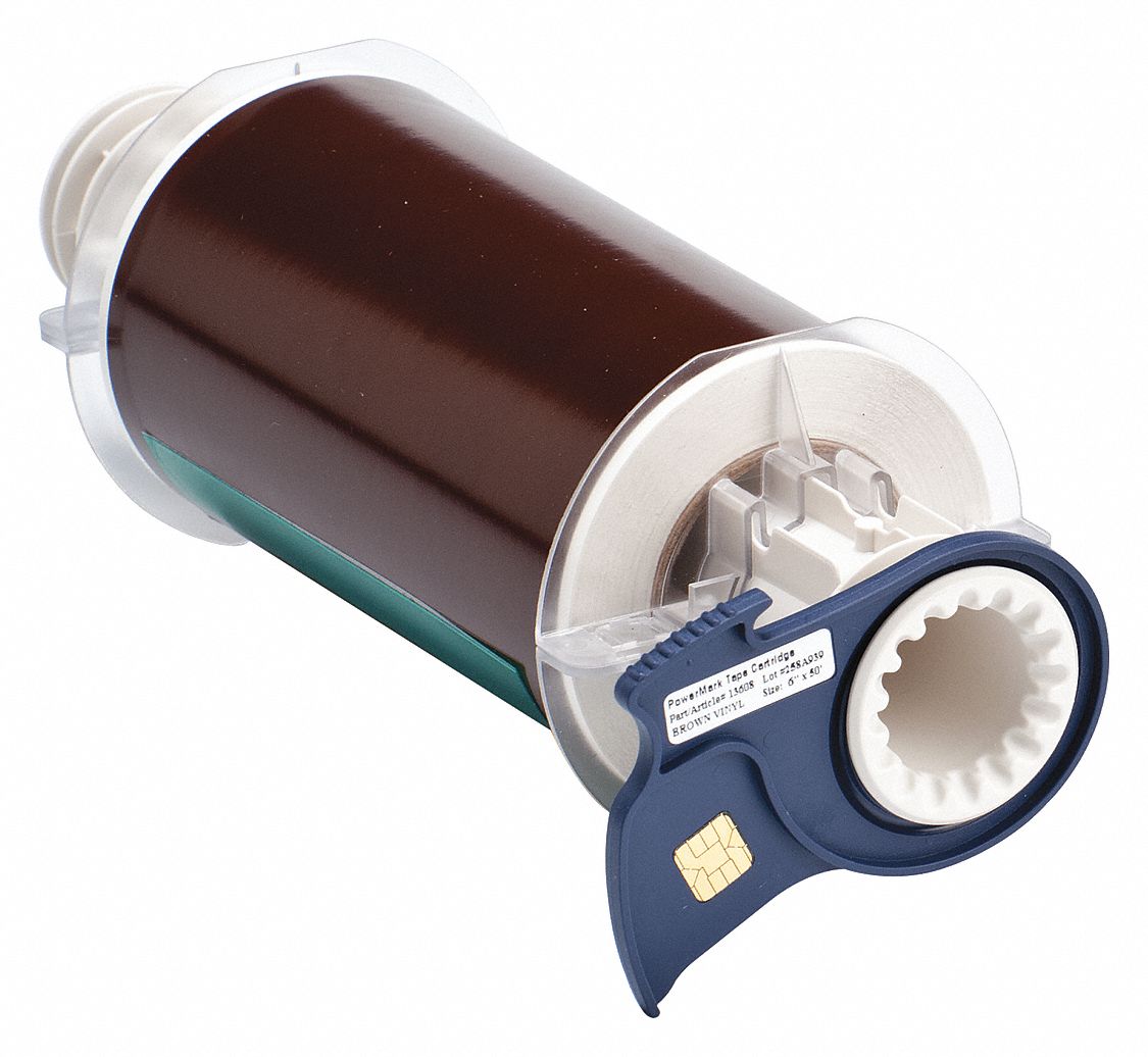 Continuous Label Stock: 6 in x 50 ft, Vinyl, Brown (Gloss), Outdoor