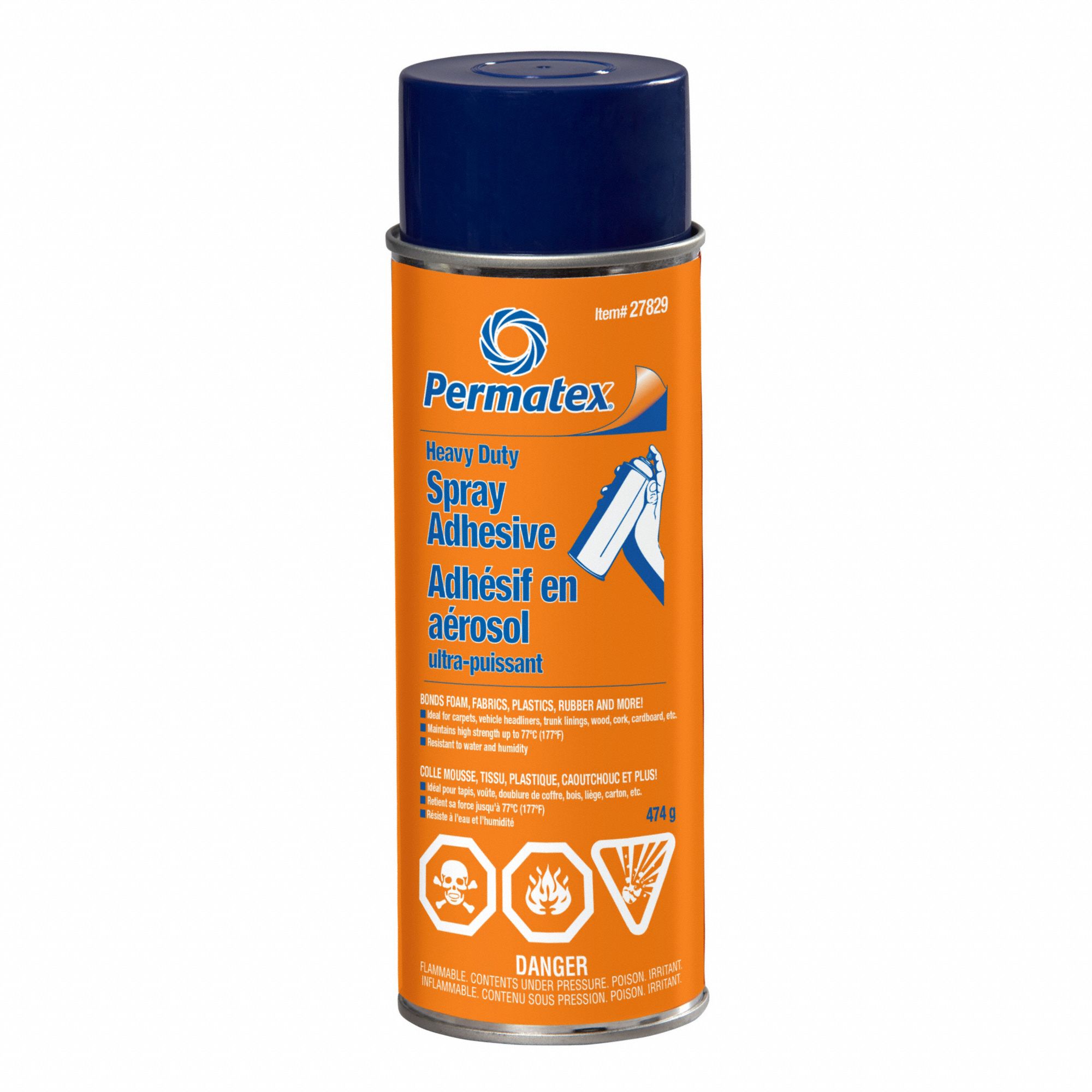 SPRAY ADHESIVE, AEROSOL, HEAVY-DUTY, WATER/WEATHER RESIST, 474 G, CAN