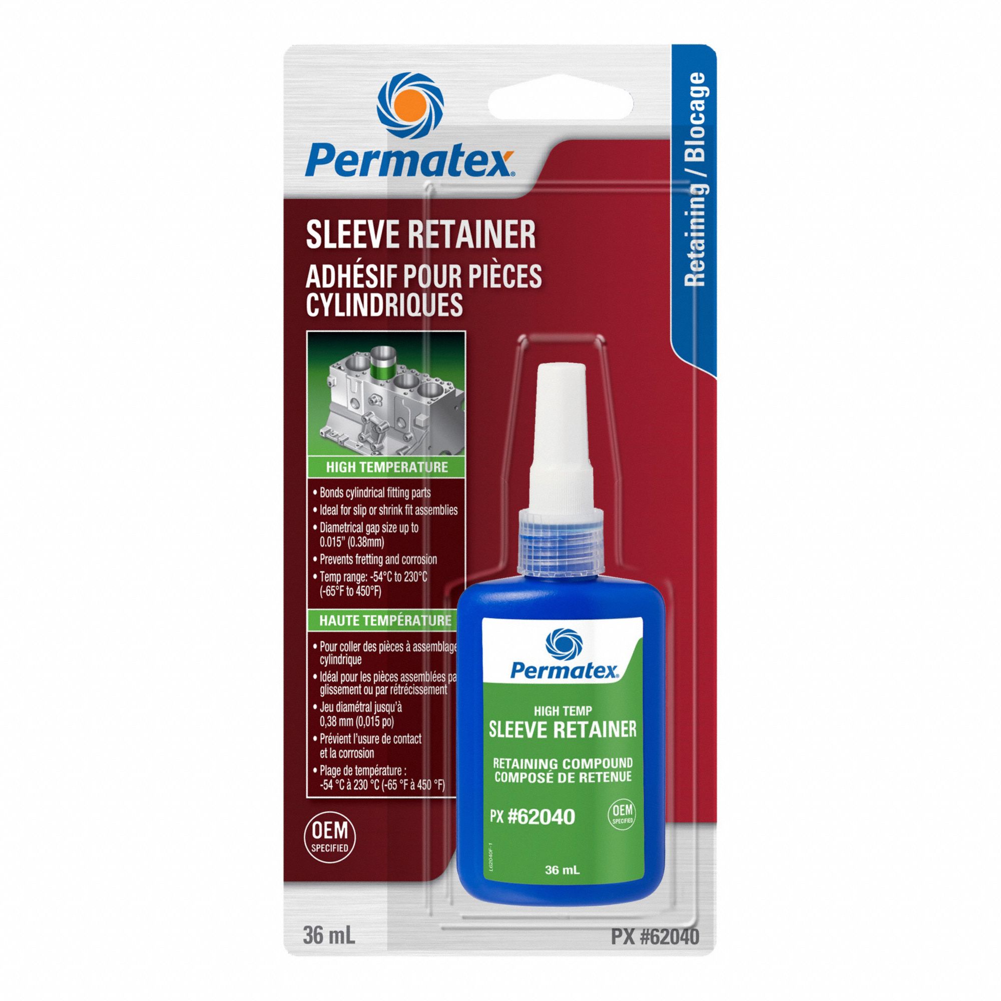SLEEVE RETAINER, GREEN, 36 ML BOTTLE, 24 HOUR CURE, 30 MIN WORKING TIME